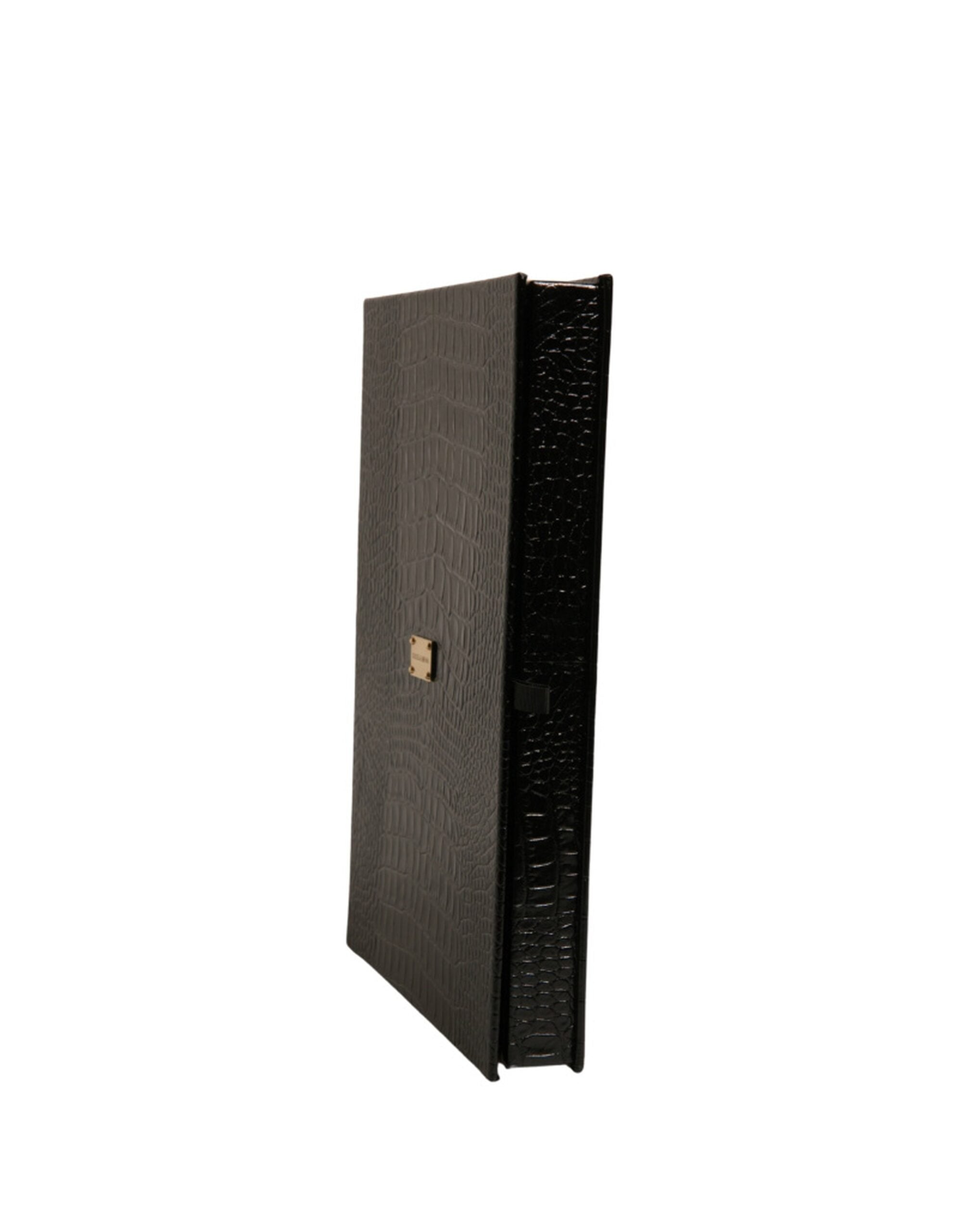 Dolce & Gabbana Elegant Black Leather Logo Plaque Holder Catalogue Case Dolce & Gabbana