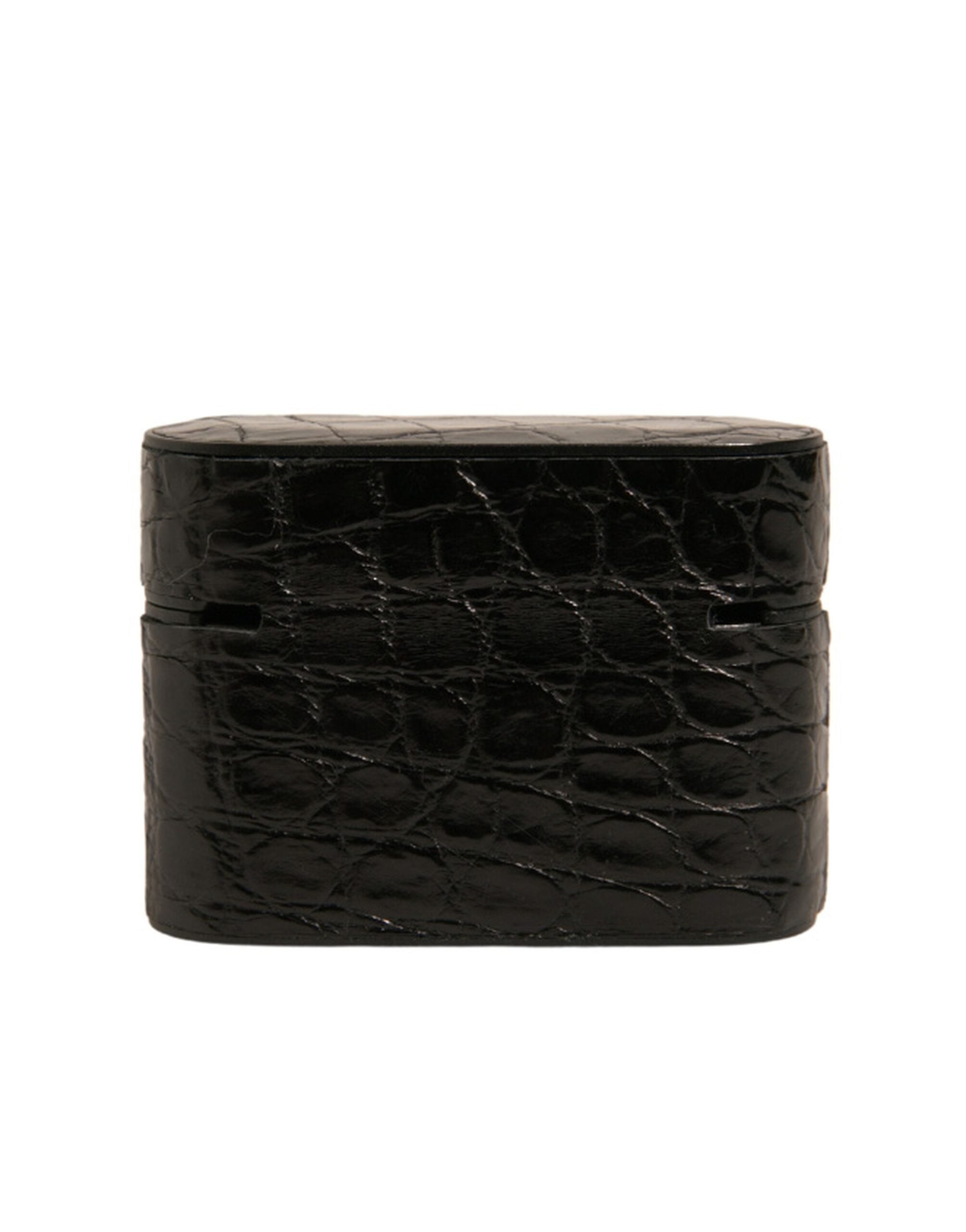 Dolce & Gabbana Black Leather Metal Logo Plaque Holder Airpods Case Dolce & Gabbana