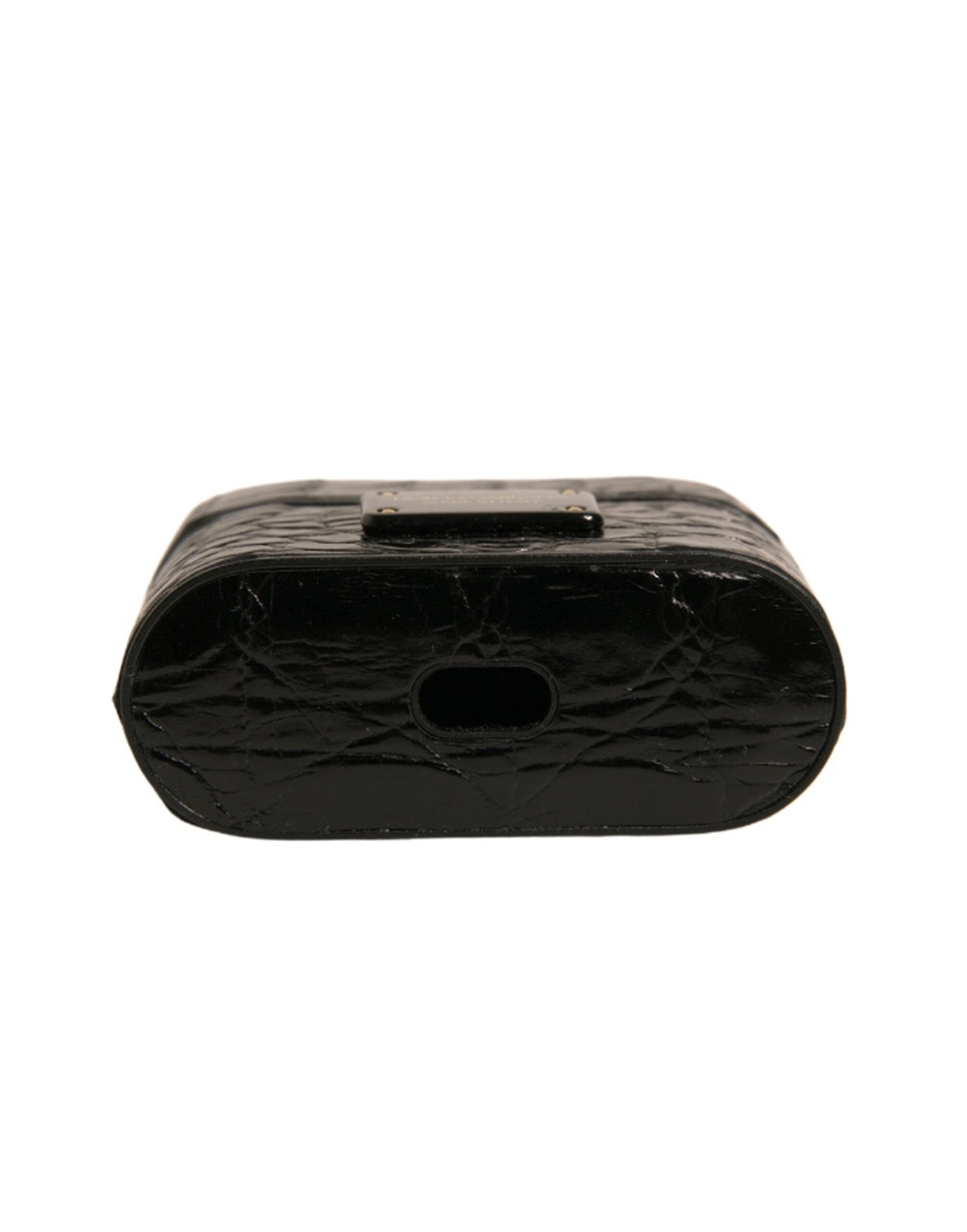 Dolce & Gabbana Black Leather Metal Logo Plaque Holder Airpods Case Dolce & Gabbana