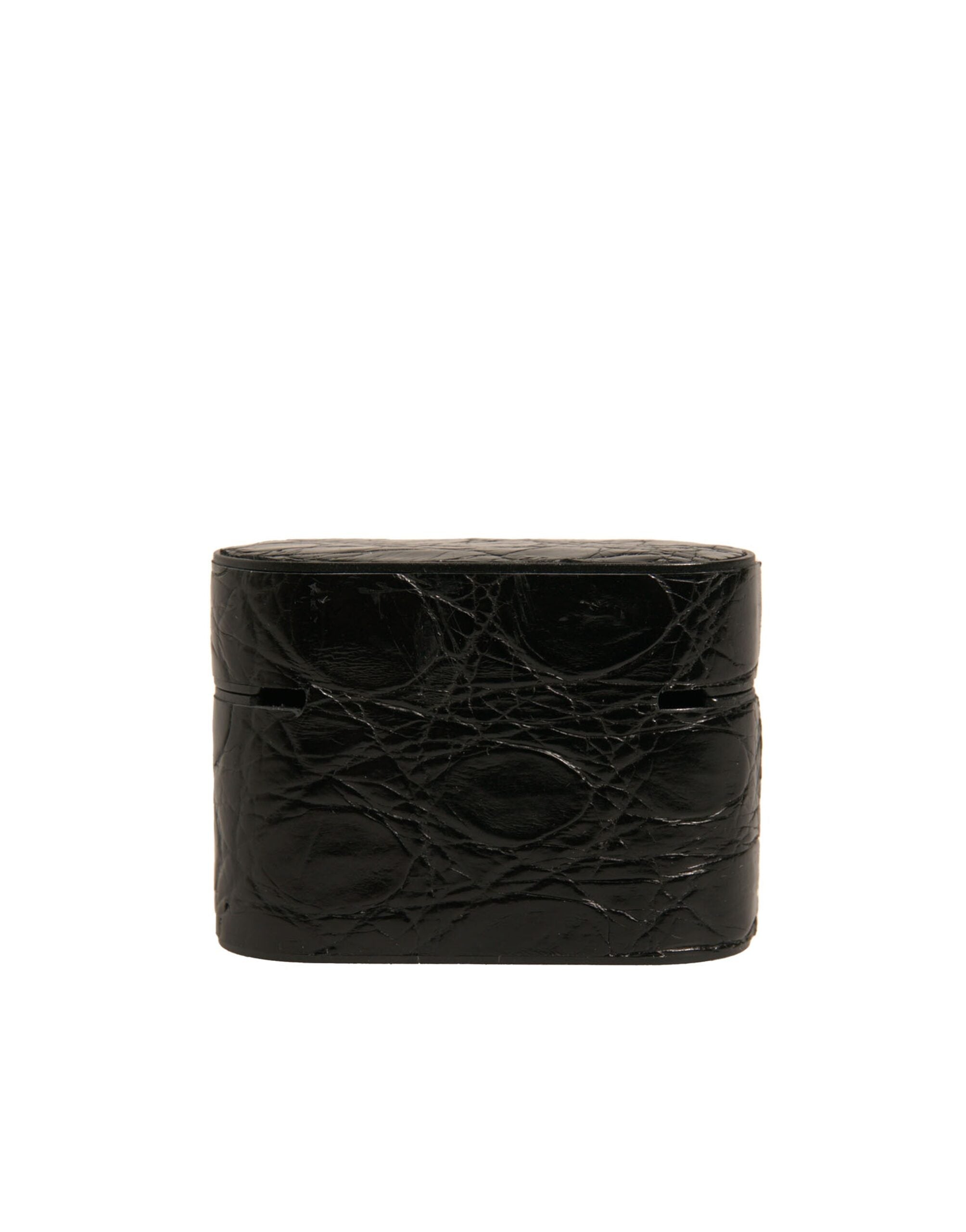 Dolce & Gabbana Black Leather Metal Logo Plaque Holder Airpods Case Dolce & Gabbana