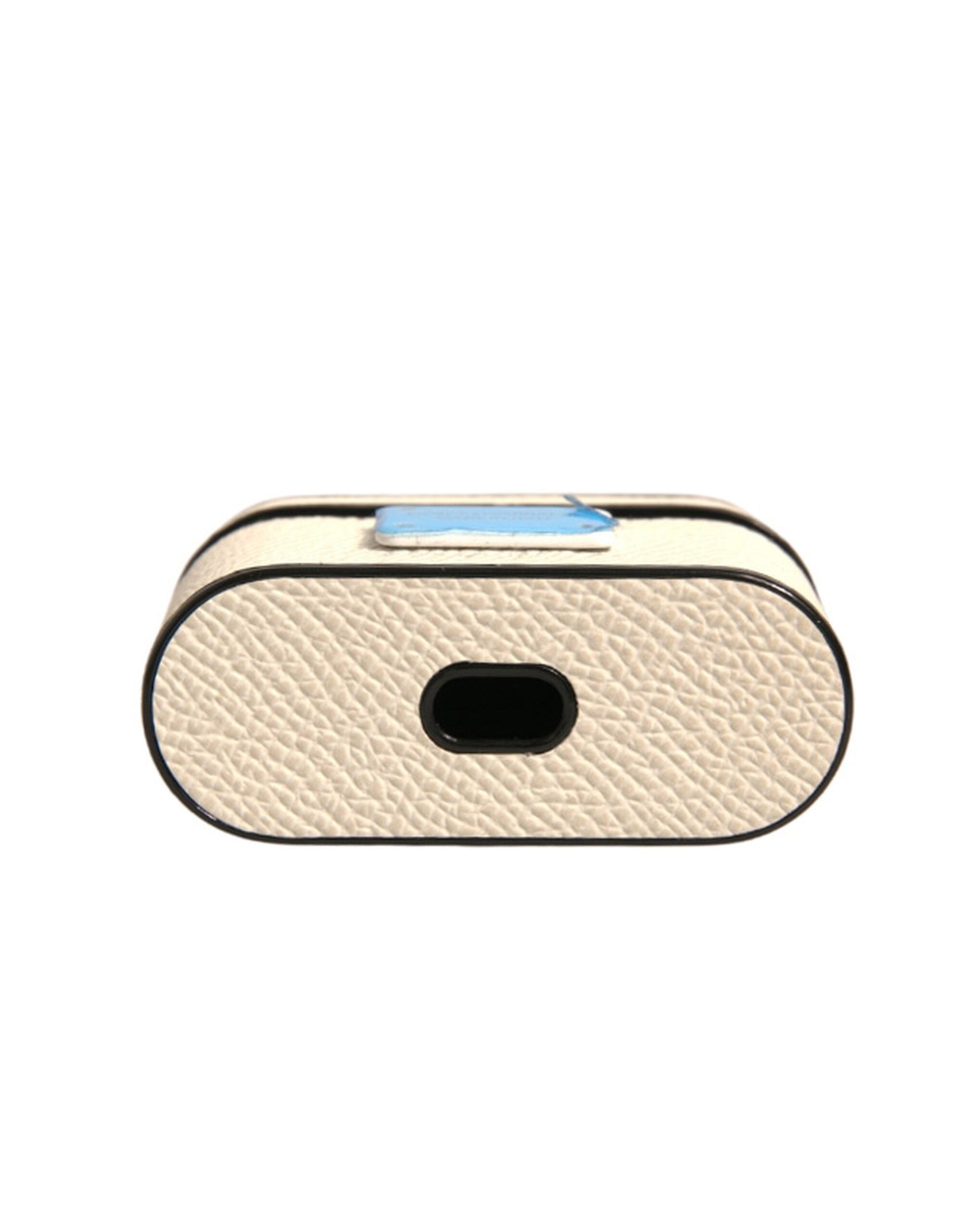 Dolce & Gabbana White Leather Metal Logo Plaque Holder Airpods Case Dolce & Gabbana
