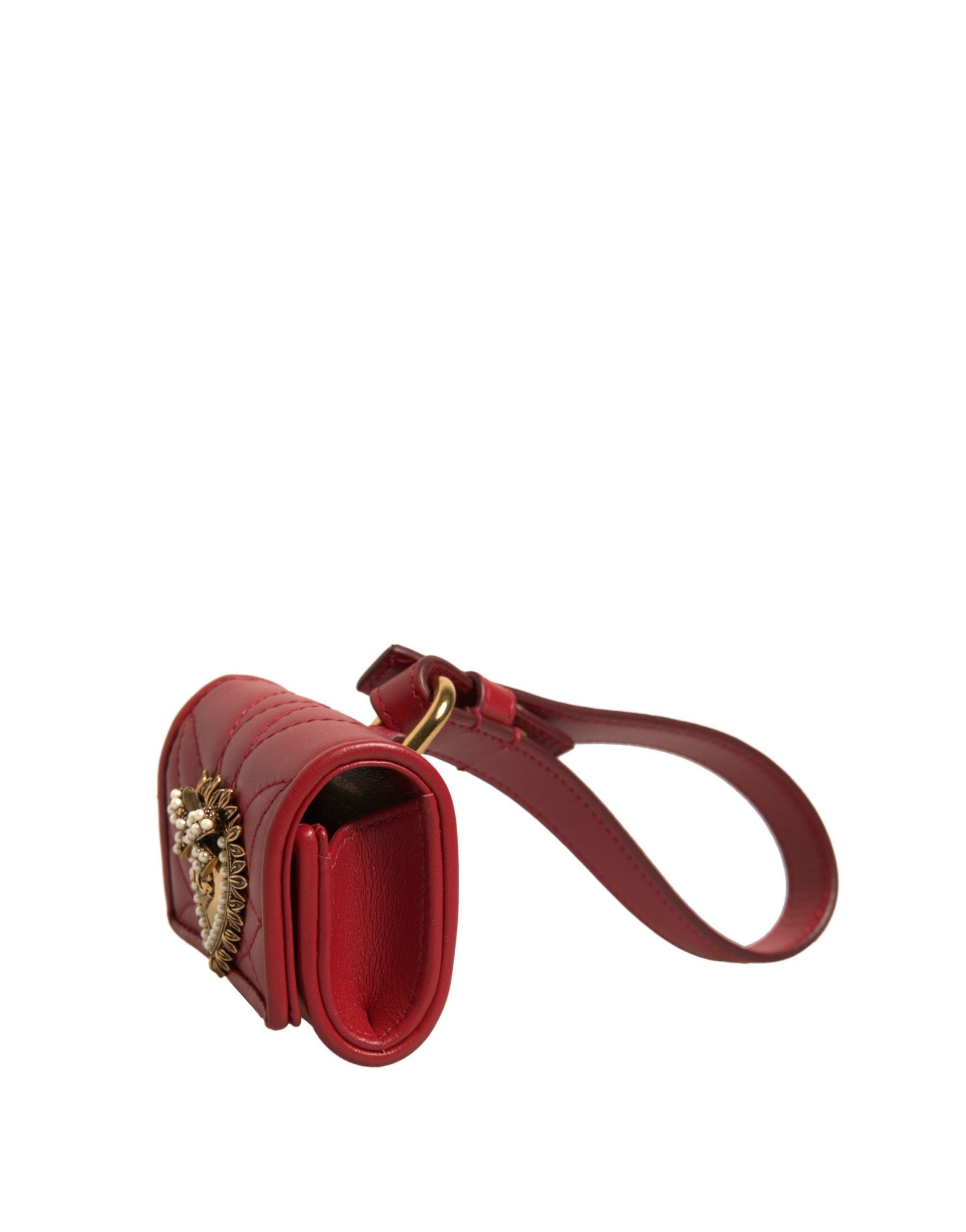 Dolce & Gabbana Black Leather Devotion Heart Strap Airpod Case Dolce & Gabbana