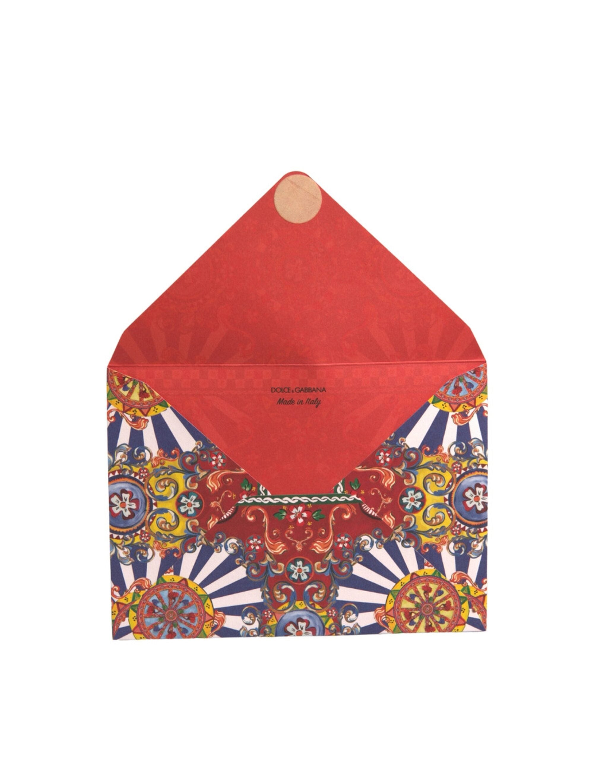 Dolce & Gabbana Multicolor Carretto Siciliano Envelope Post Card Holder Dolce & Gabbana