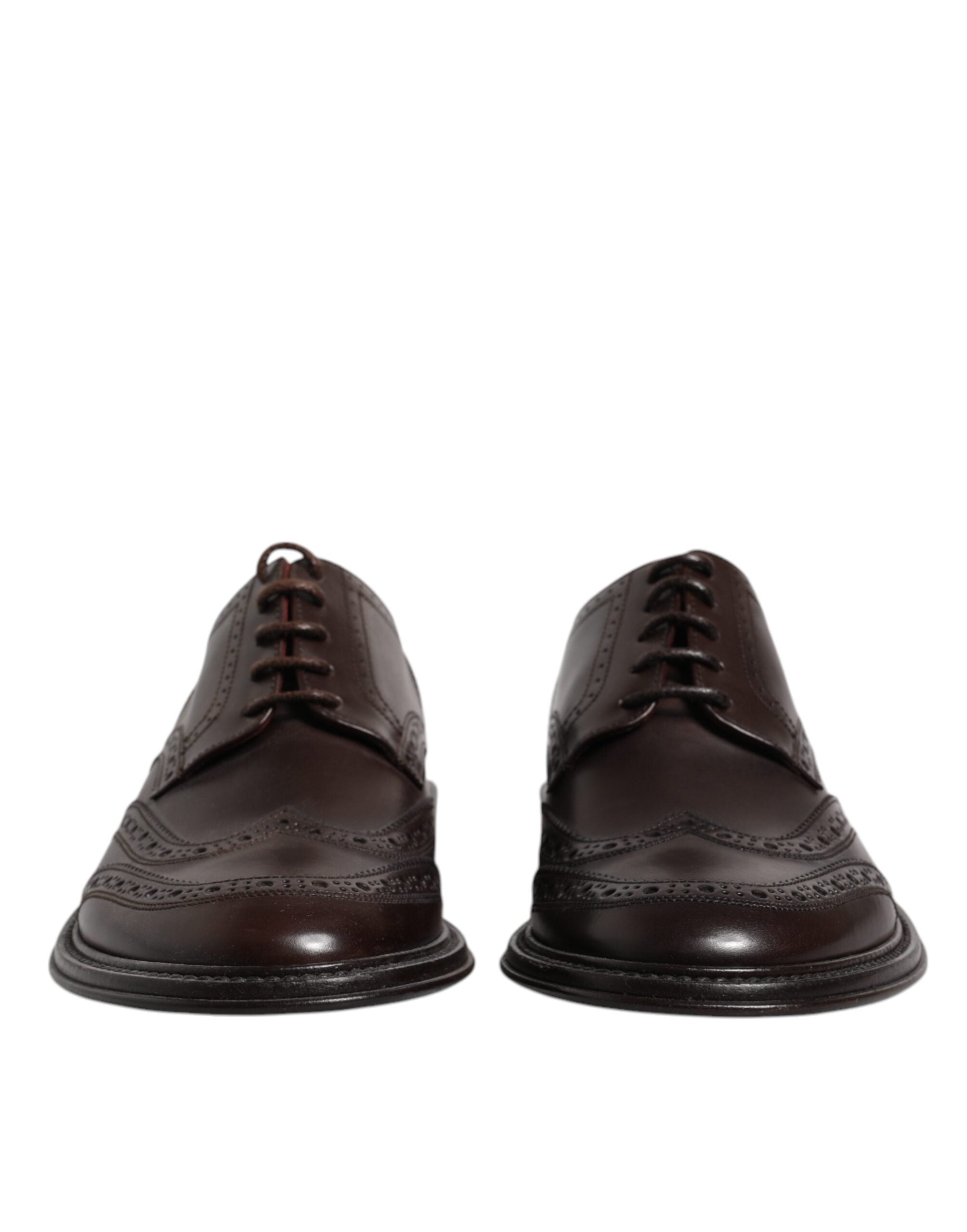 Dolce & Gabbana Brown Leather Derby Wingtip Lace Up Formal Dress Shoes Dolce & Gabbana