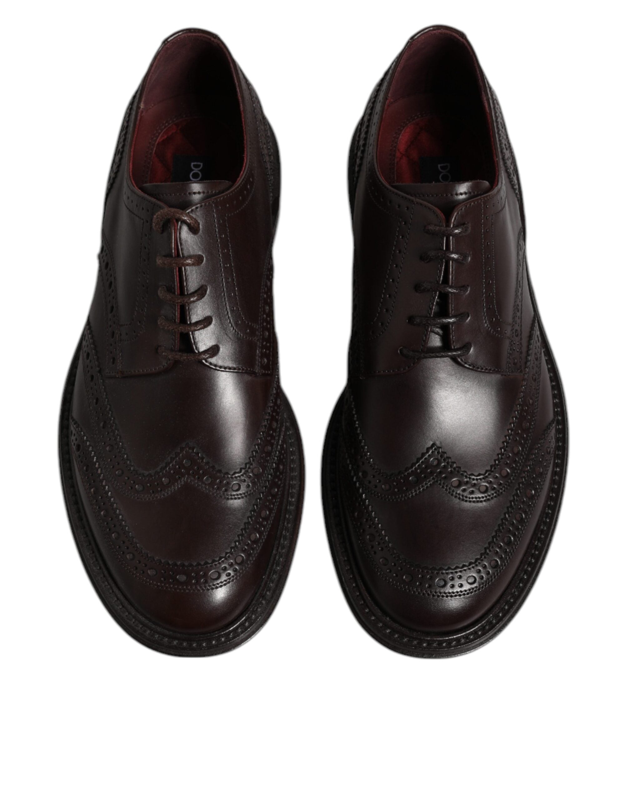 Dolce & Gabbana Brown Leather Derby Wingtip Lace Up Formal Dress Shoes Dolce & Gabbana