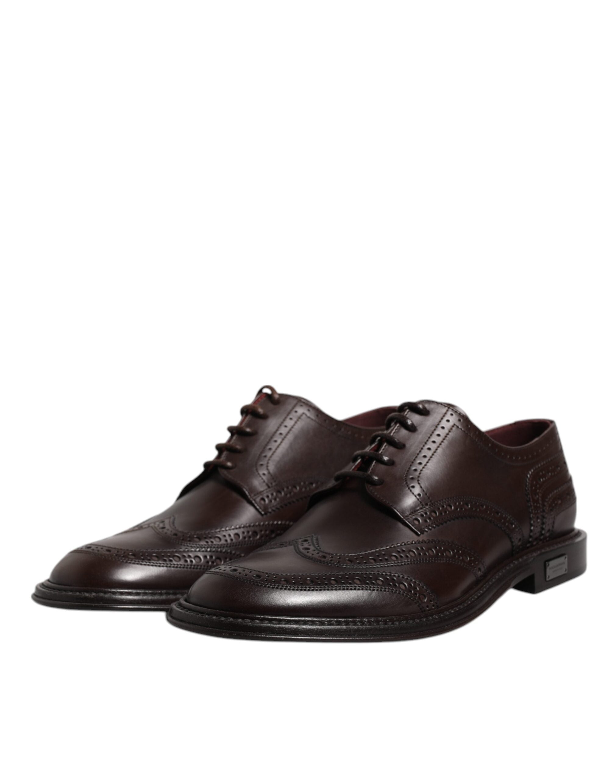 Dolce & Gabbana Brown Leather Derby Wingtip Lace Up Formal Dress Shoes Dolce & Gabbana