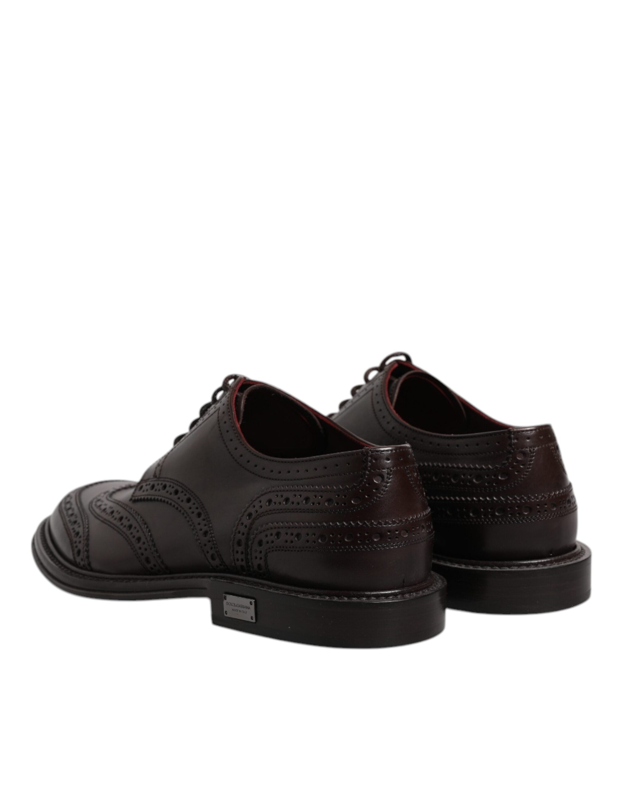 Dolce & Gabbana Brown Leather Derby Wingtip Lace Up Formal Dress Shoes Dolce & Gabbana