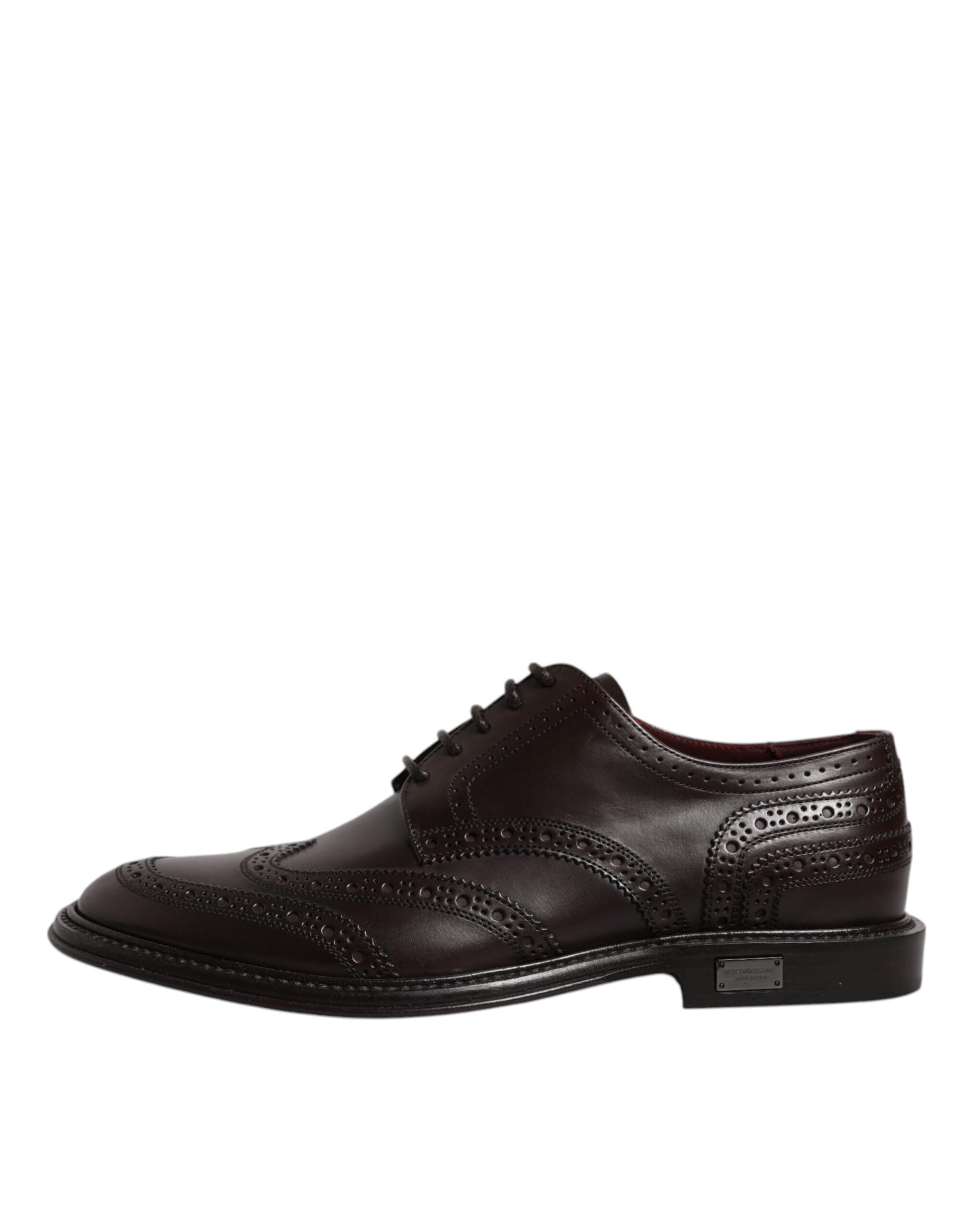 Dolce & Gabbana Brown Leather Derby Wingtip Lace Up Formal Dress Shoes Dolce & Gabbana