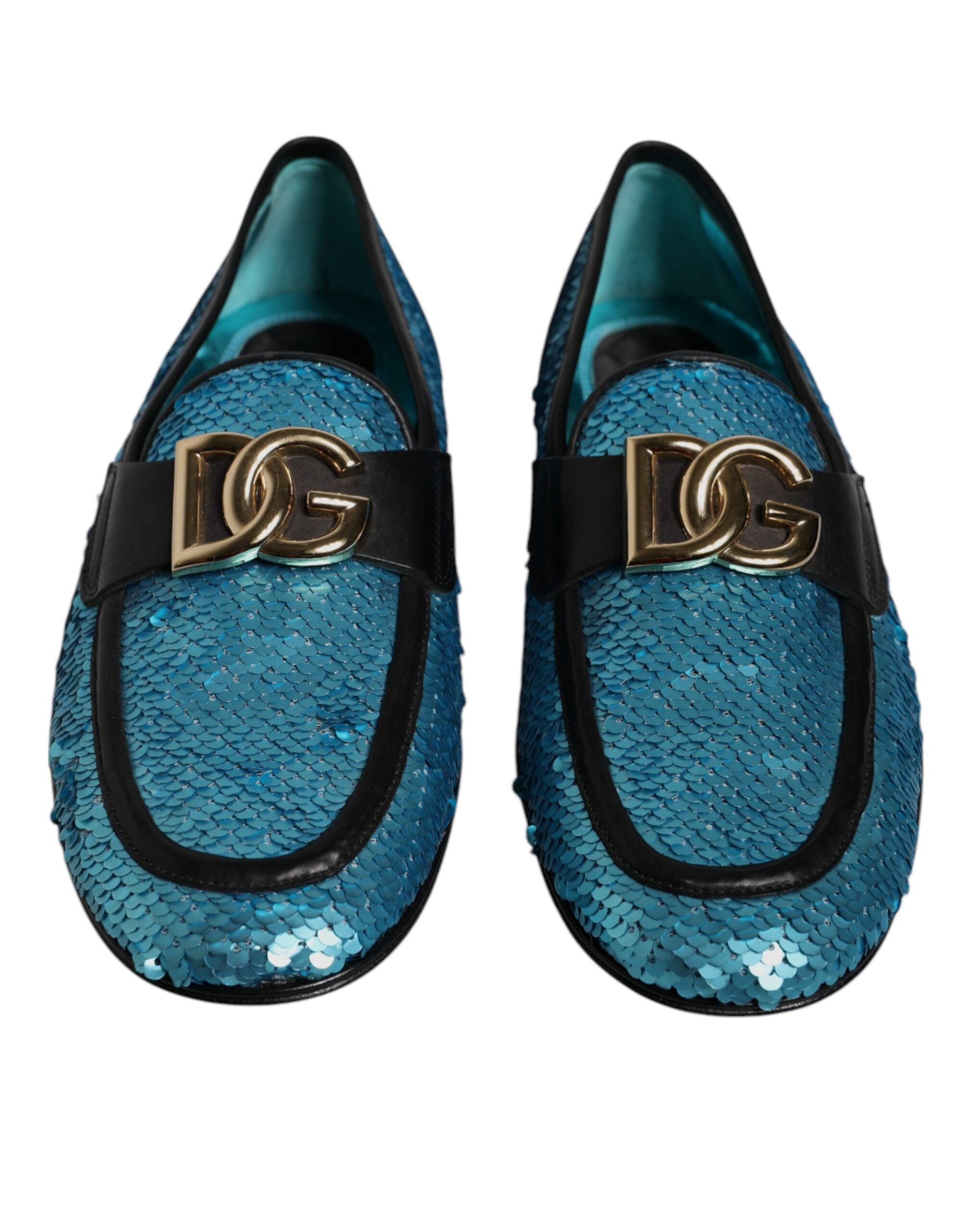 Dolce & Gabbana Blue Sequined Loafers Formal Dress Shoes Dolce & Gabbana