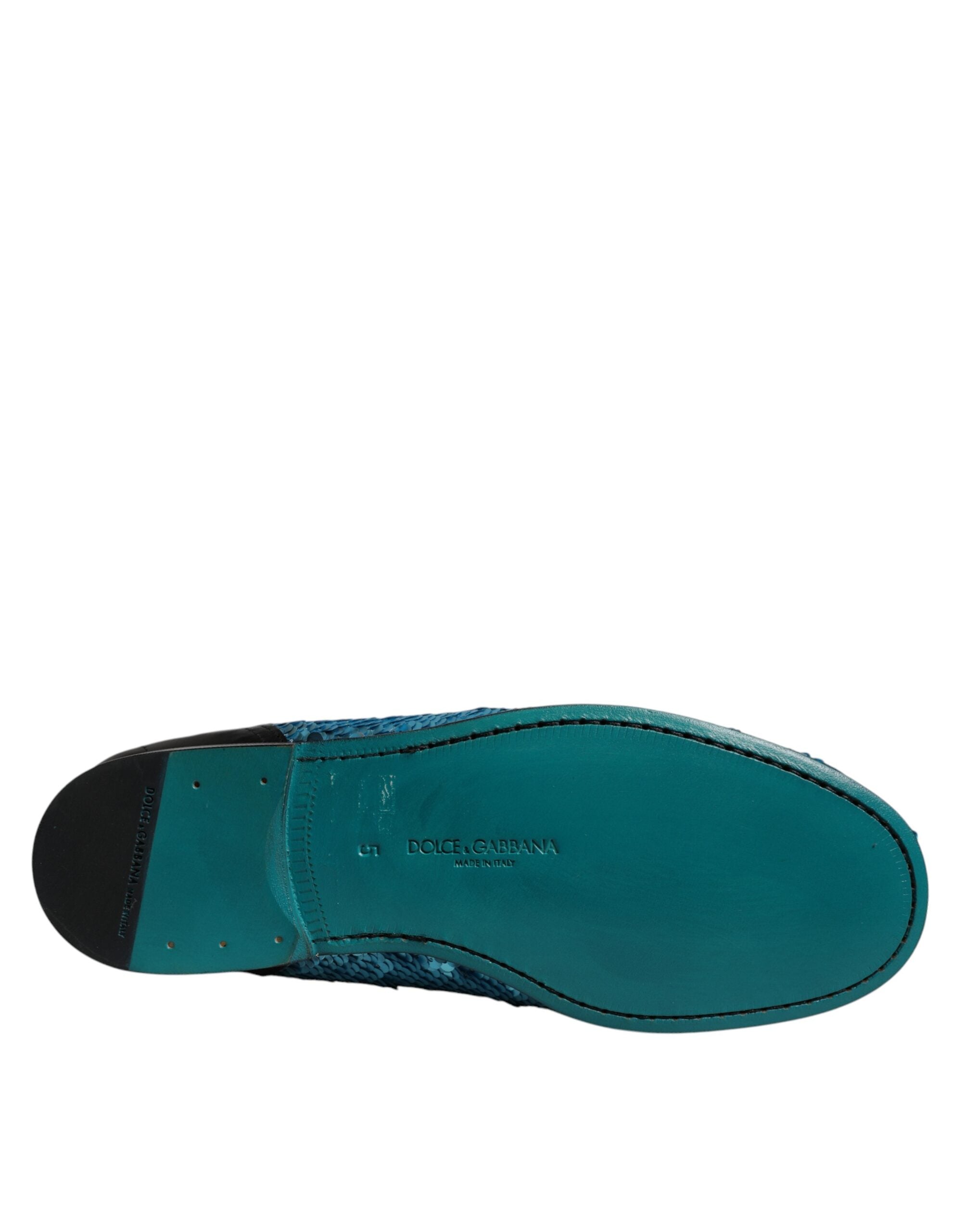 Dolce & Gabbana Blue Sequined Loafers Formal Dress Shoes Dolce & Gabbana