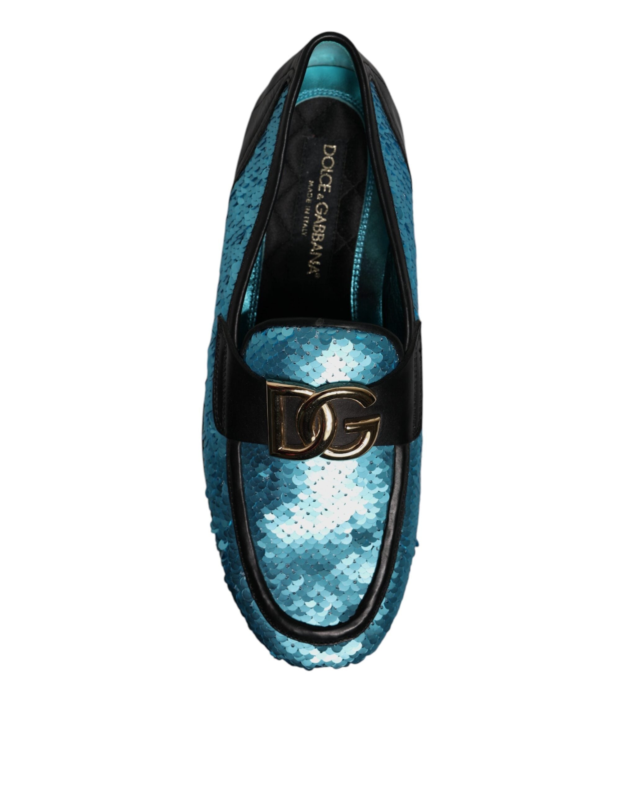 Dolce & Gabbana Blue Sequined Loafers Formal Dress Shoes Dolce & Gabbana