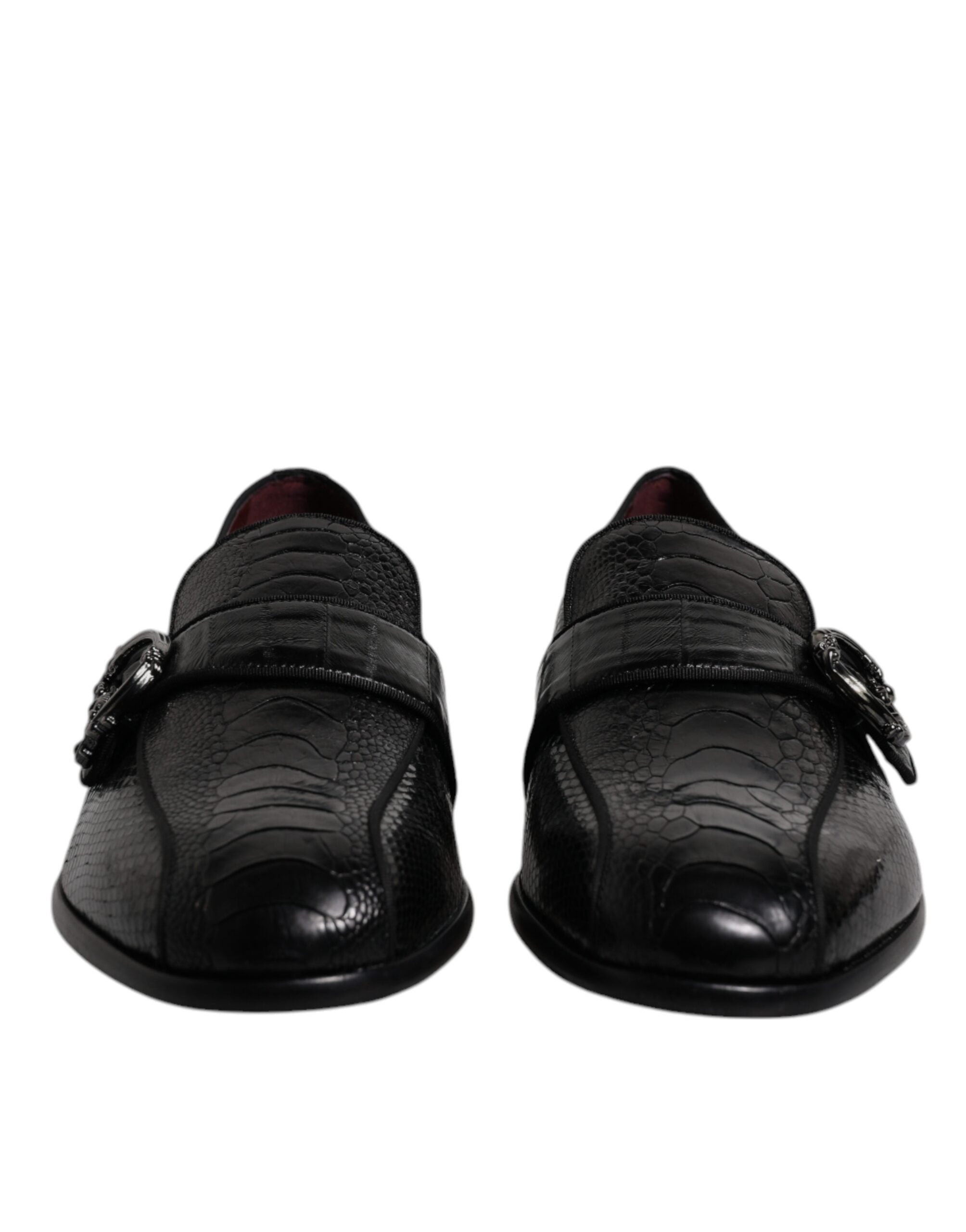 Dolce & Gabbana Black Exotic Leather DG Logo Loafers Formal Dress Shoes Dolce & Gabbana