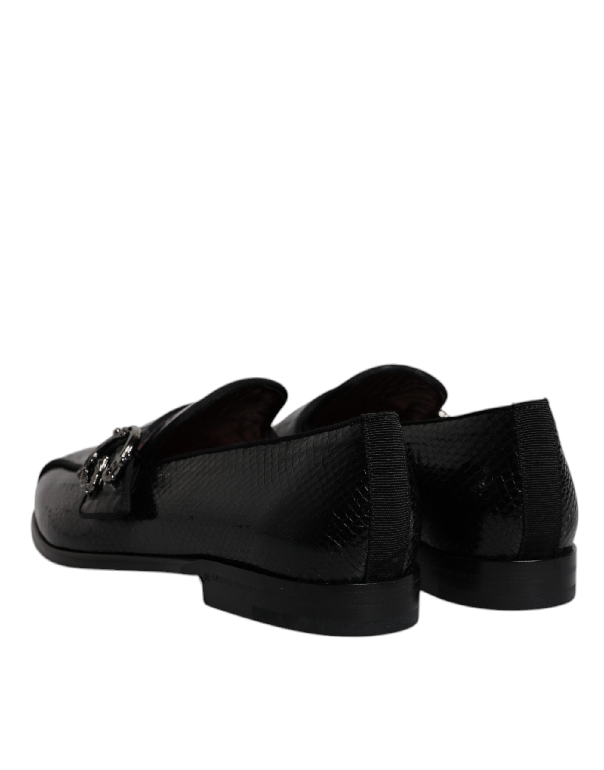 Dolce & Gabbana Black Exotic Leather DG Logo Loafers Formal Dress Shoes Dolce & Gabbana
