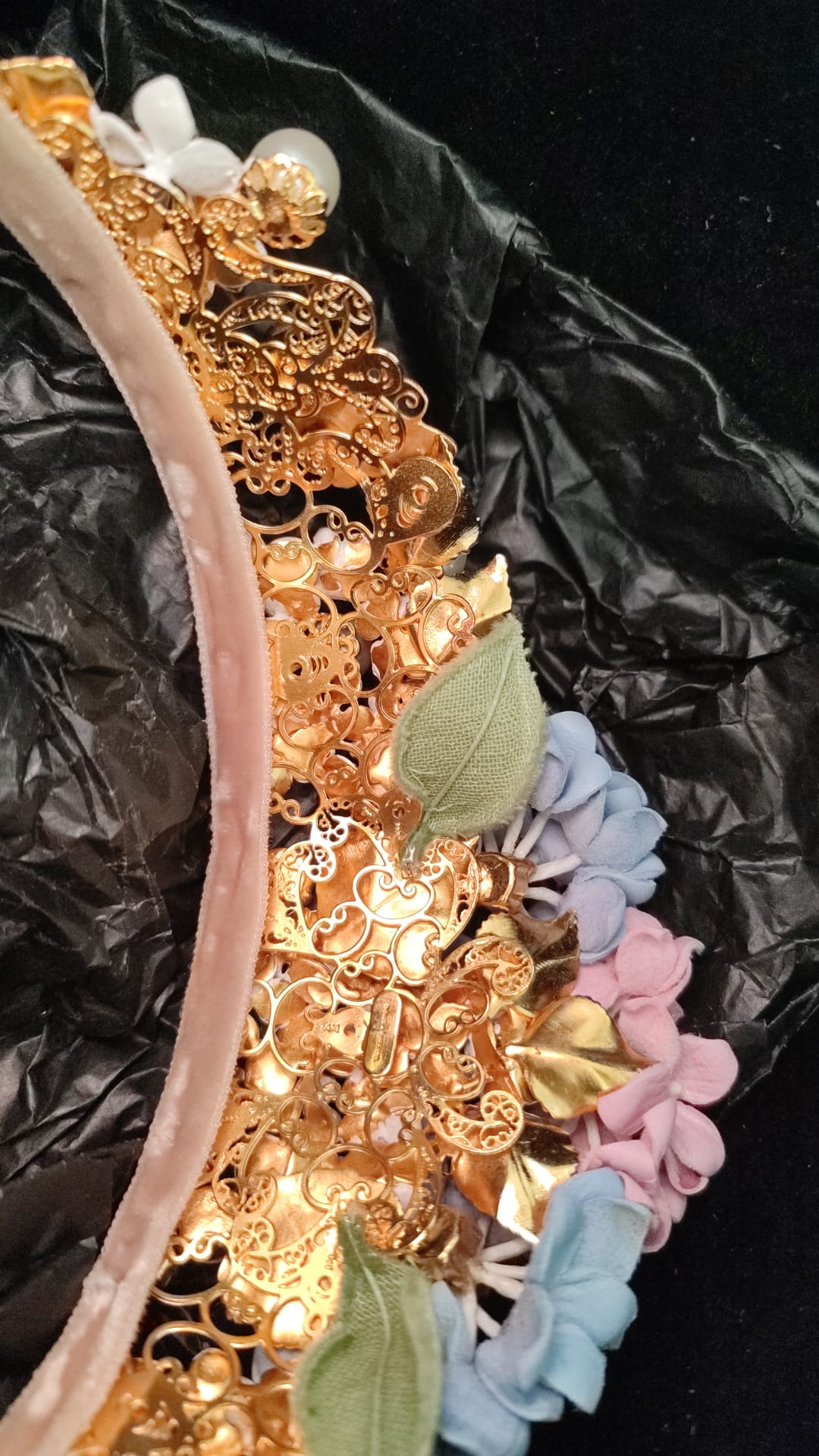 Dolce & Gabbana Gold Crystal Purple Hortensia Headband Crown Diadem Dolce & Gabbana