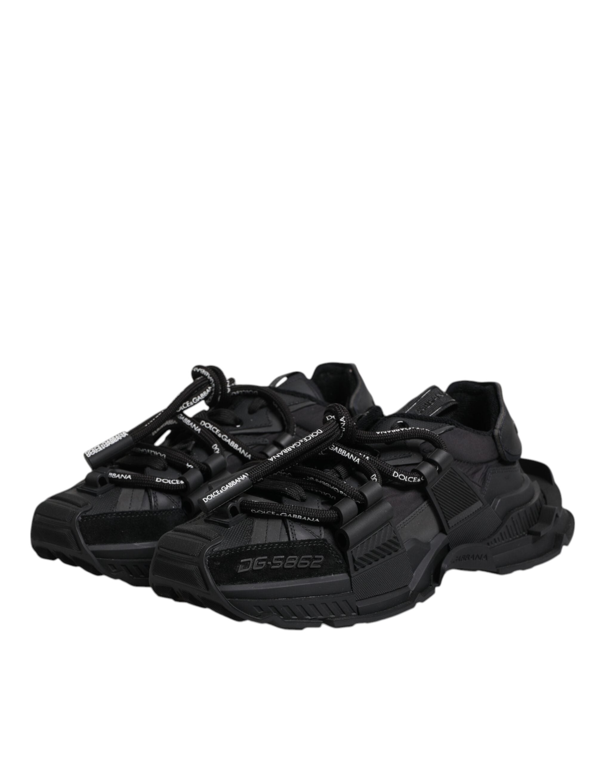 Dolce & Gabbana Black Low Top Space Lace Up Sneakers Shoes Dolce & Gabbana