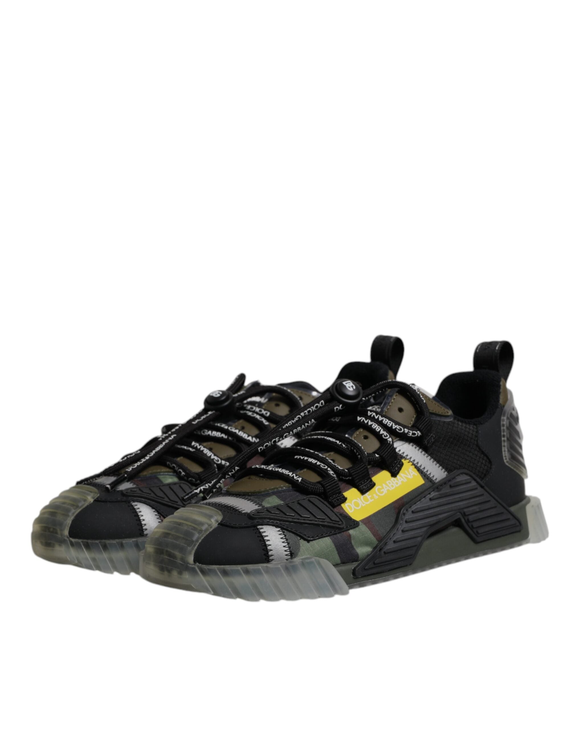 Dolce & Gabbana Black Green Camo NS1 Low Top Sneakers Shoes Dolce & Gabbana
