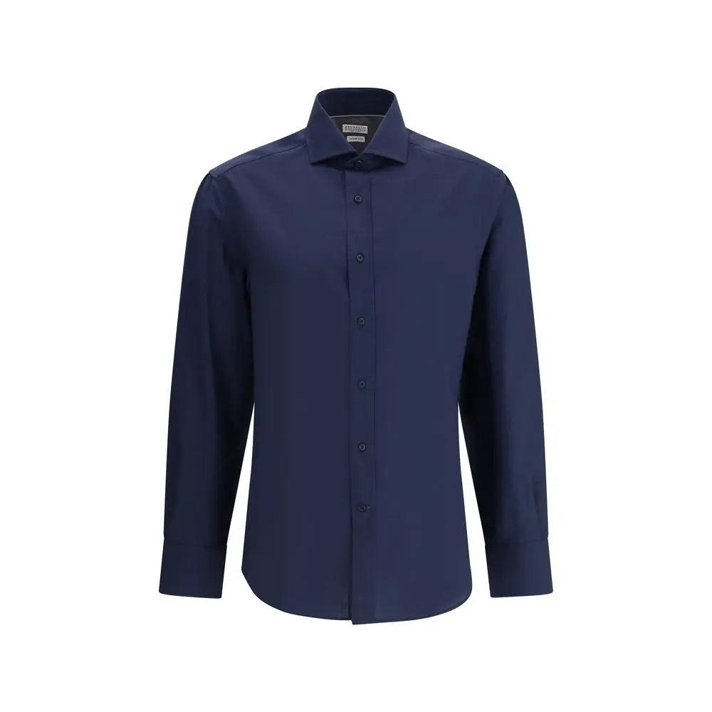 Brunello Cucinelli Blue Cotton Shirt Brunello Cucinelli