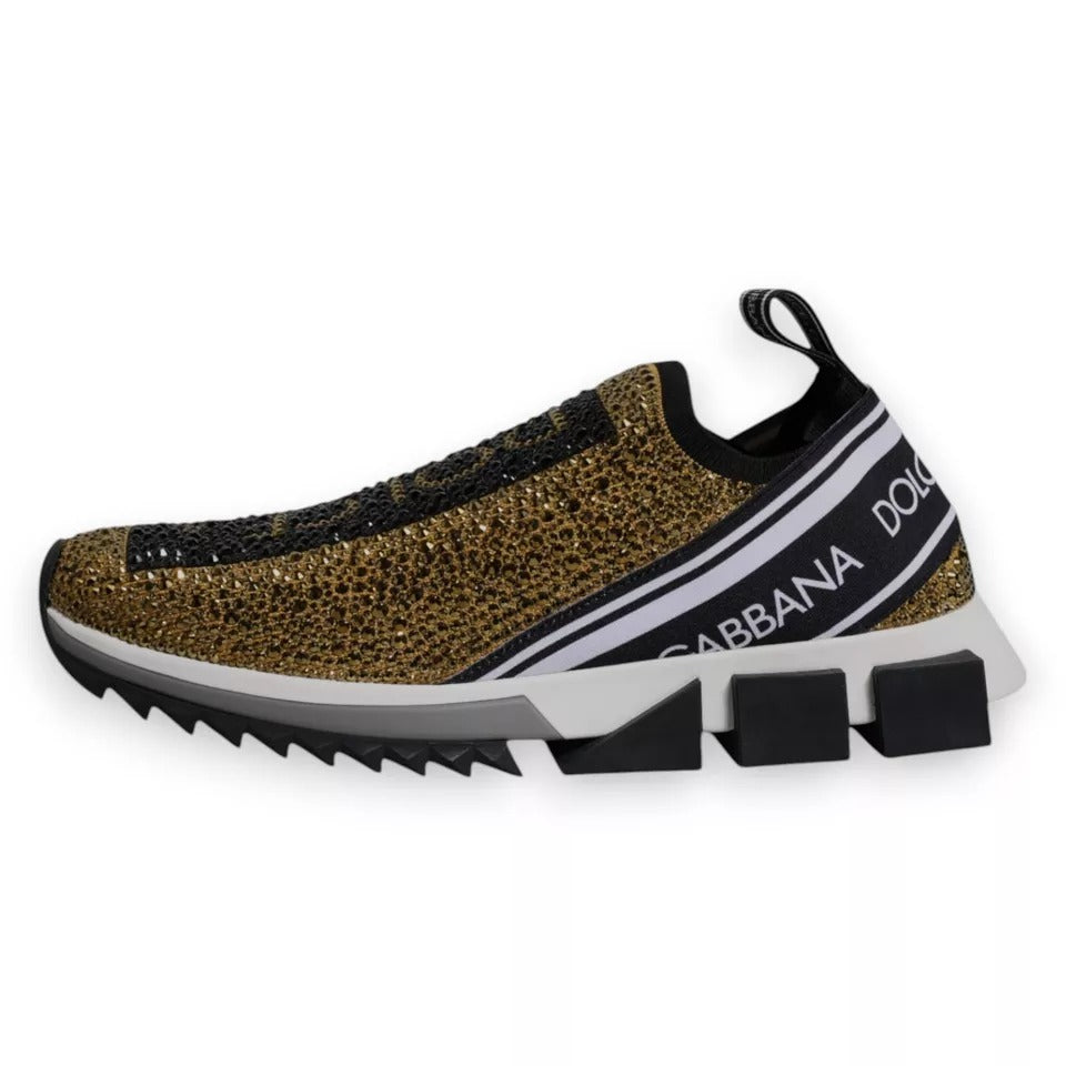Dolce & Gabbana Gold Rhinestones Sorrento Sneakers Shoes Dolce & Gabbana