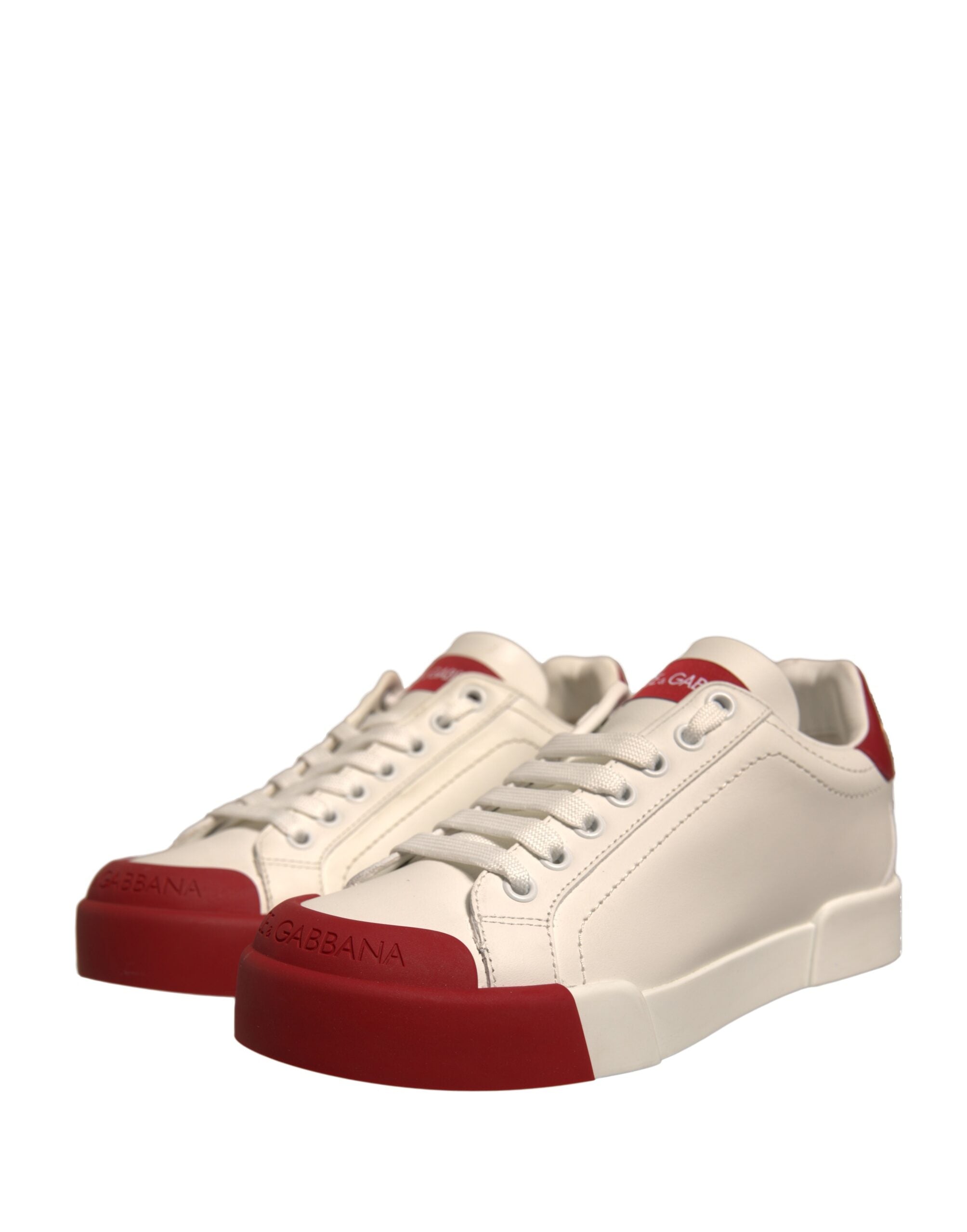 Dolce & Gabbana Shoes White Leather Logo Portofino Sneakers Dolce & Gabbana