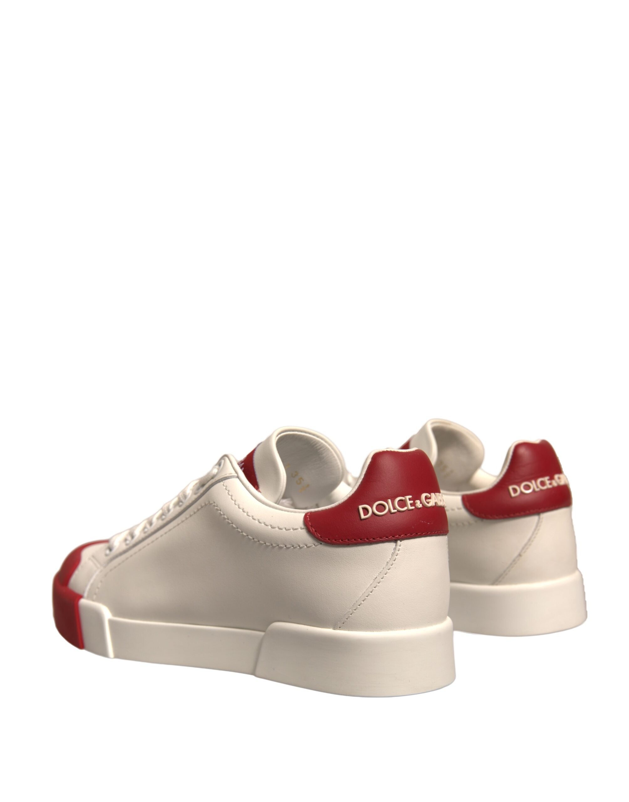 Dolce & Gabbana Shoes White Leather Logo Portofino Sneakers Dolce & Gabbana