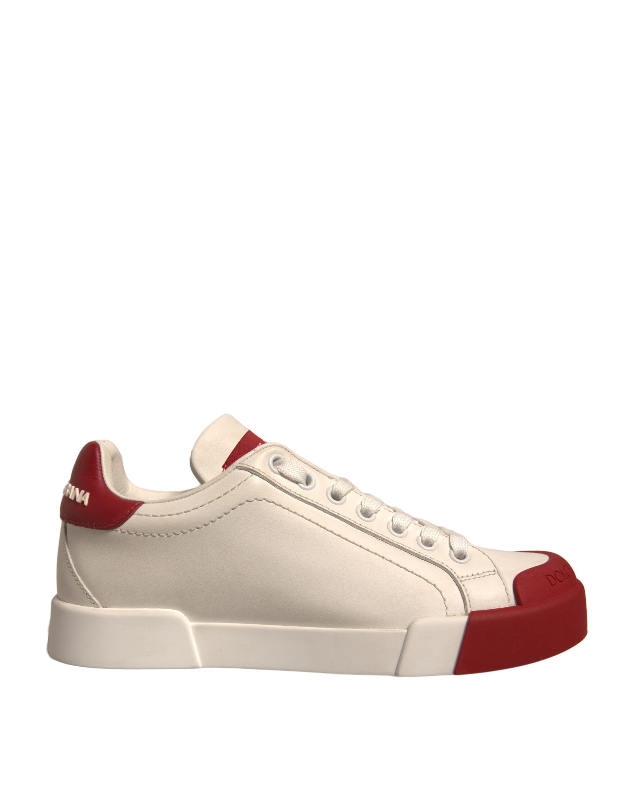 Dolce & Gabbana Shoes White Leather Logo Portofino Sneakers Dolce & Gabbana