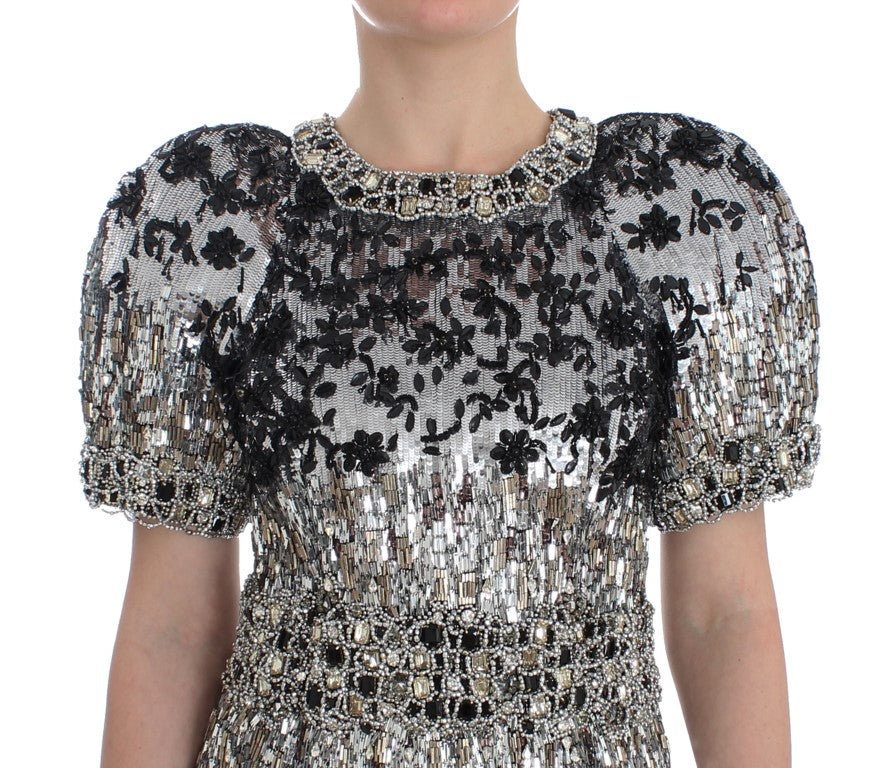 Dolce & Gabbana Crystal Silver Runway Handmade Dress Dolce & Gabbana