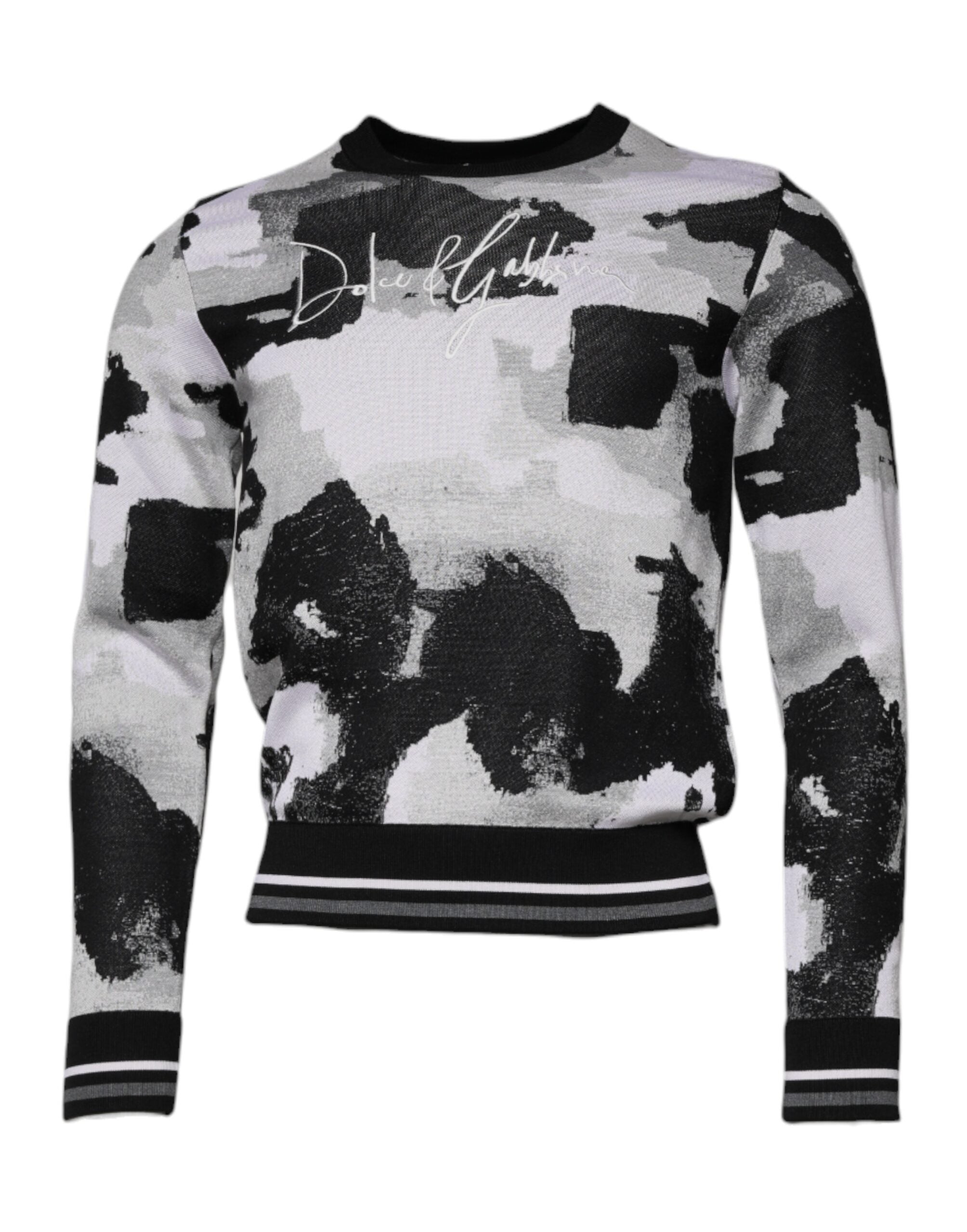 Dolce & Gabbana Multicolor Camouflage Crew Neck Men Pullover Sweater Dolce & Gabbana