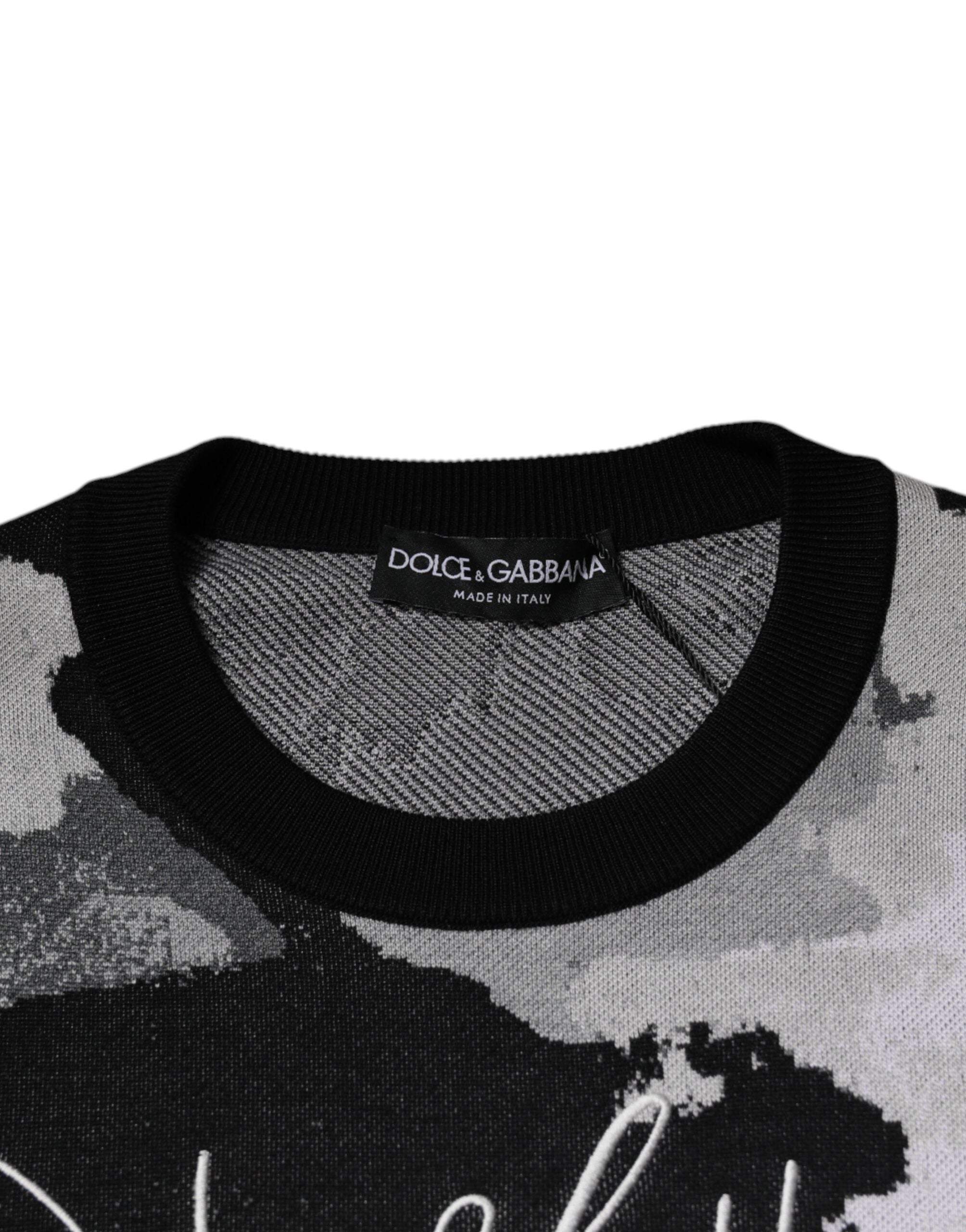 Dolce & Gabbana Multicolor Camouflage Crew Neck Men Pullover Sweater Dolce & Gabbana