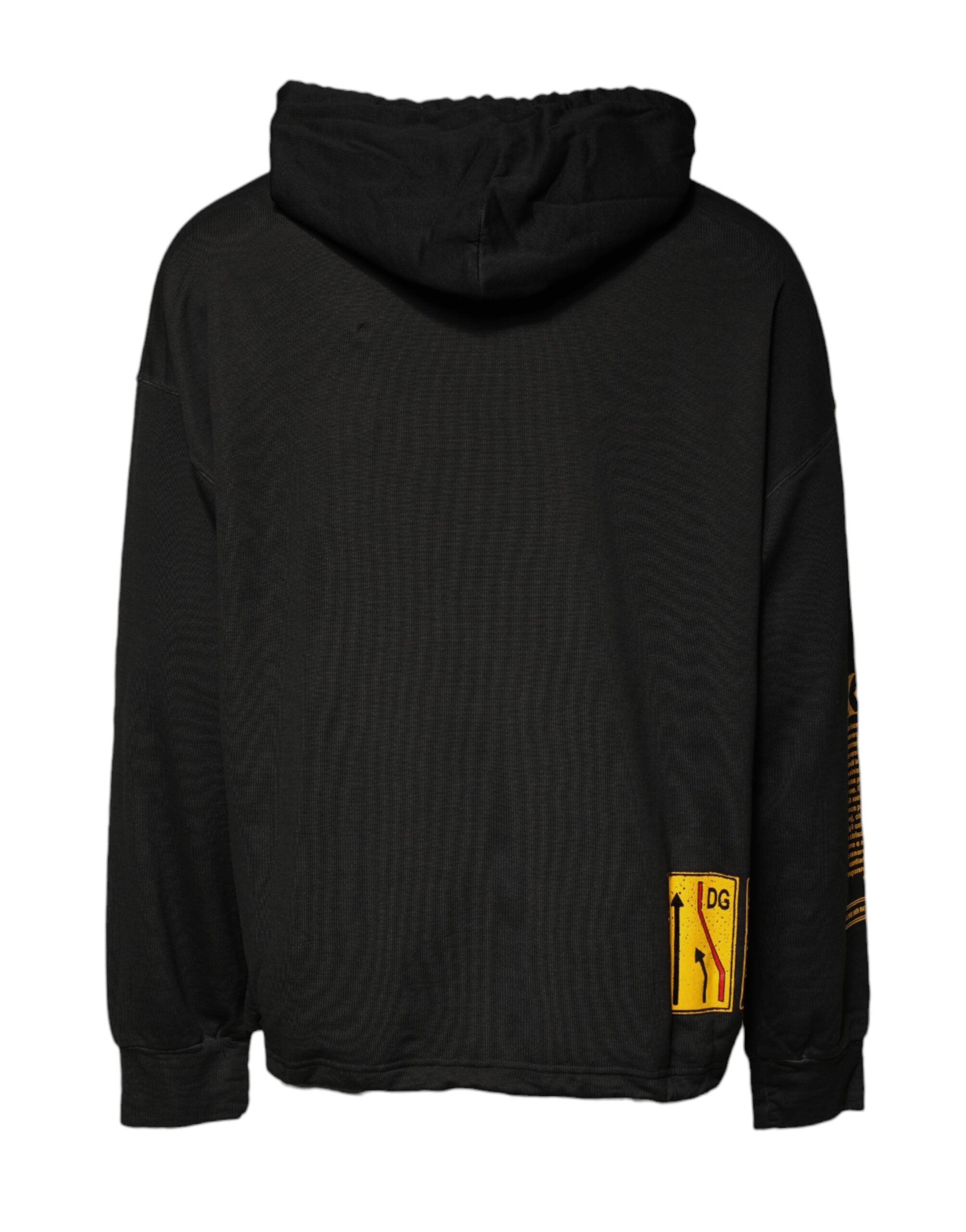 Dolce & Gabbana Black Cotton Hooded DG Shield Pullover Sweater Dolce & Gabbana