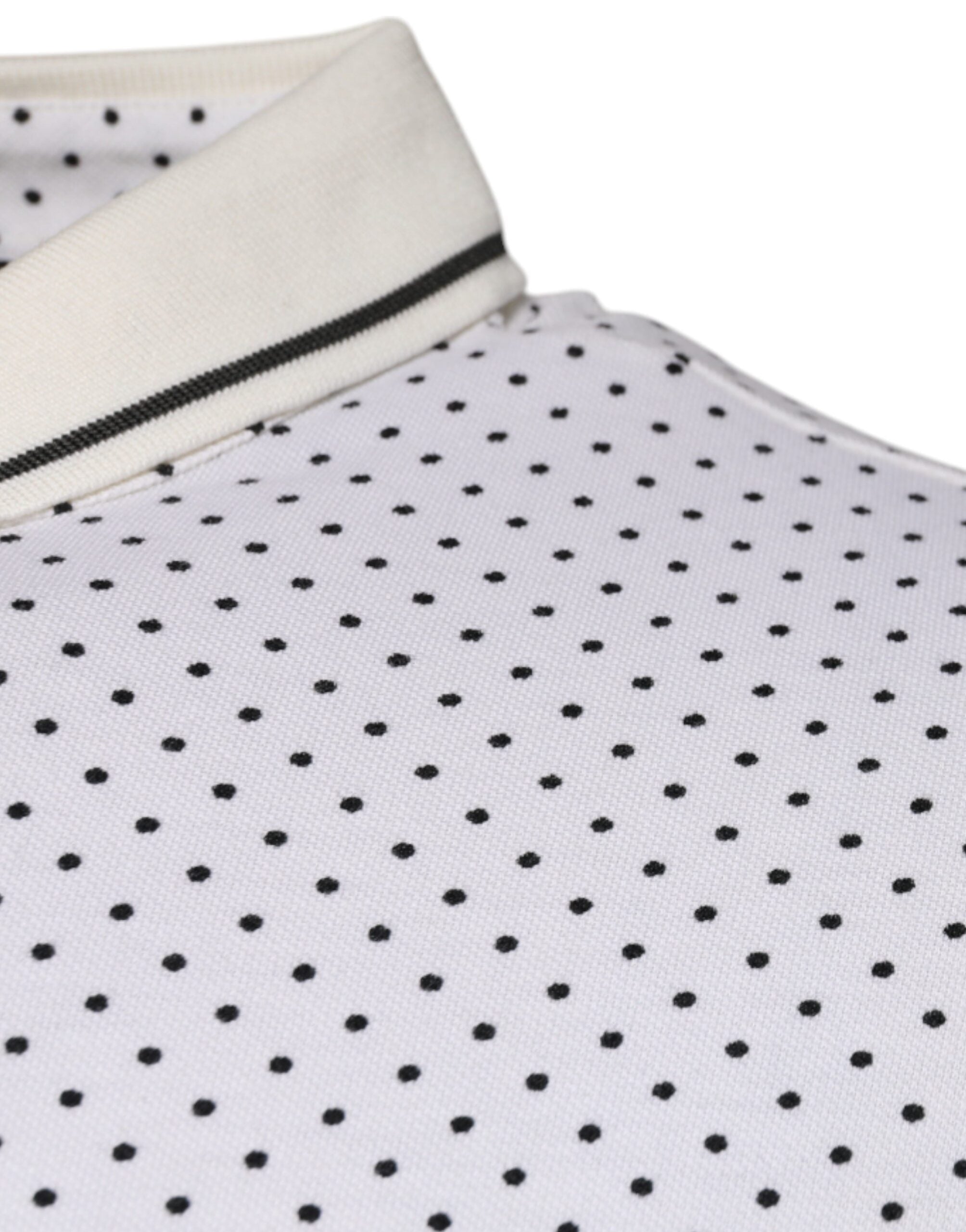 Dolce & Gabbana White Polka Dot Cotton Collared Polo T-shirt Dolce & Gabbana