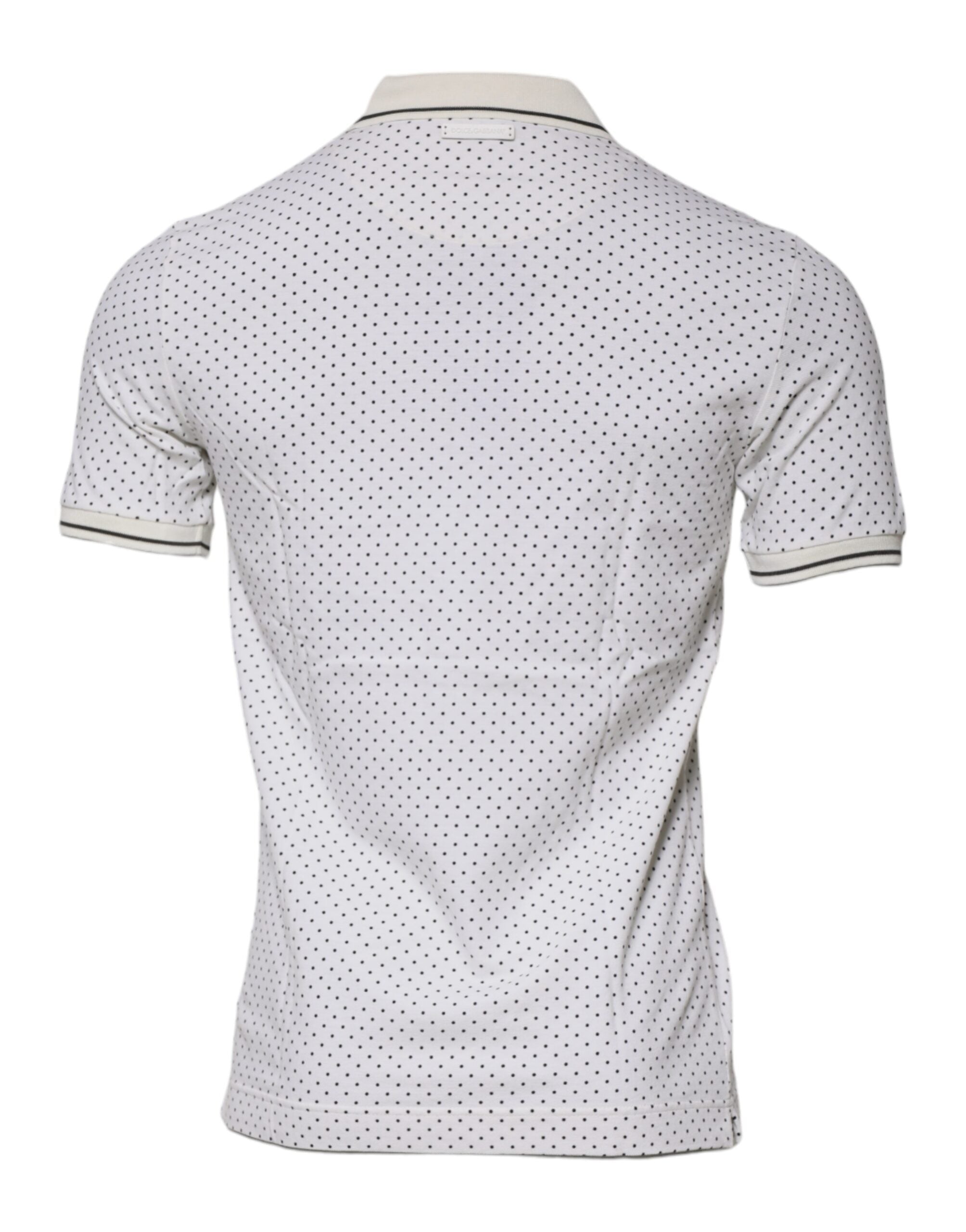 Dolce & Gabbana White Polka Dot Cotton Collared Polo T-shirt Dolce & Gabbana