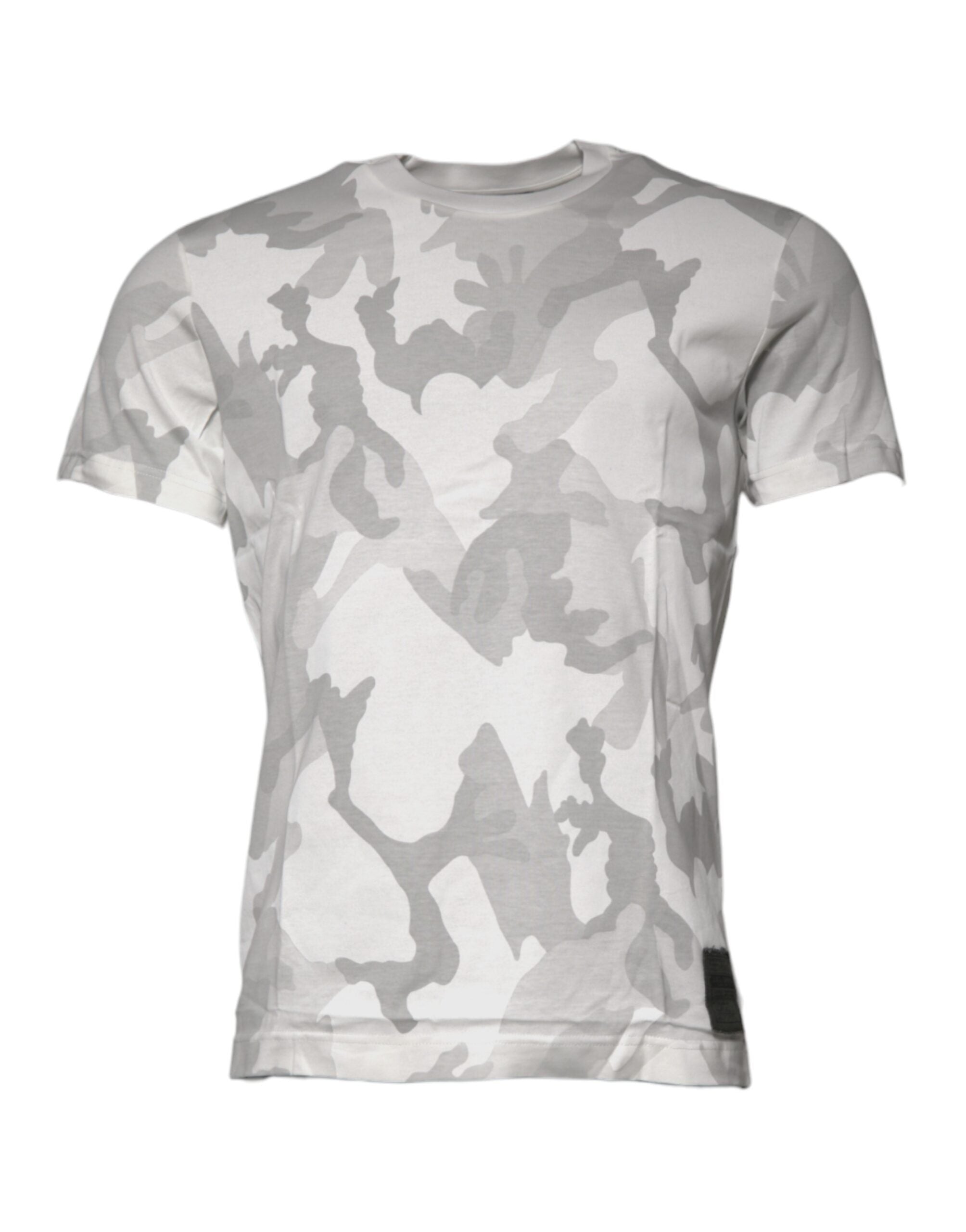 Dolce & Gabbana White Gray Camouflage Cotton Crew Neck T-shirt Dolce & Gabbana