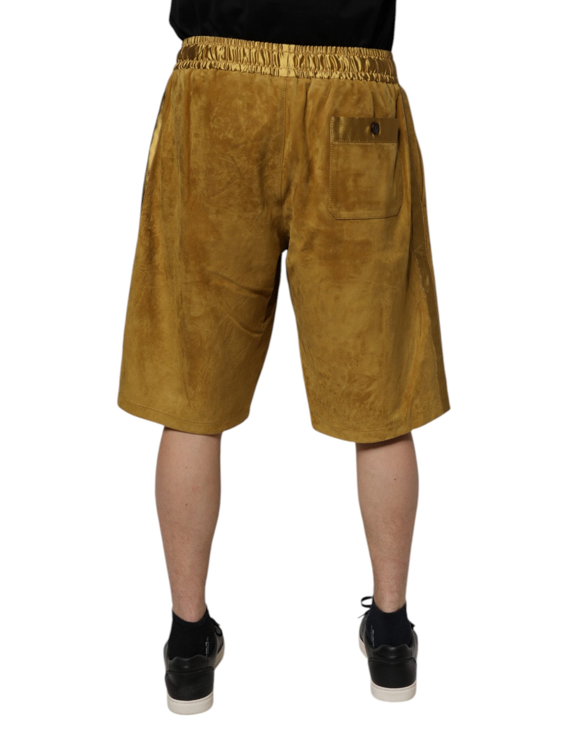 Dolce & Gabbana Brown Lambskin Suede Men Bermuda Shorts Dolce & Gabbana