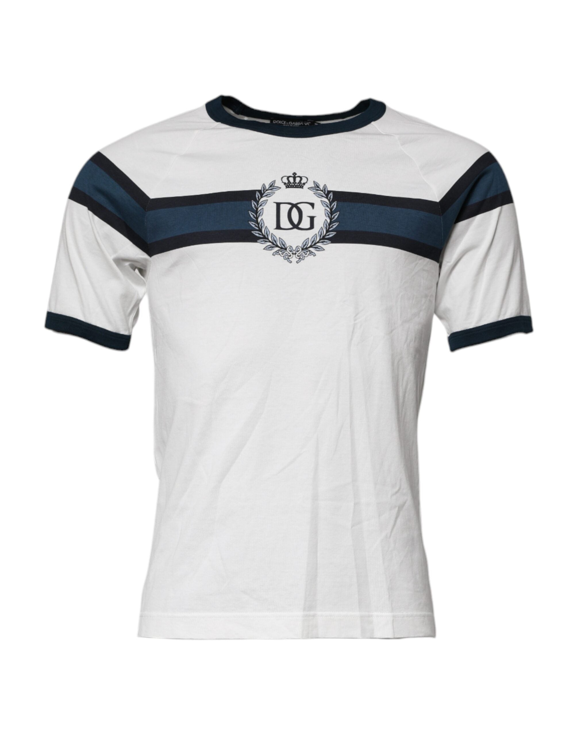 Dolce & Gabbana White Logo Print Cotton Men Crew Neck T-shirt Dolce & Gabbana