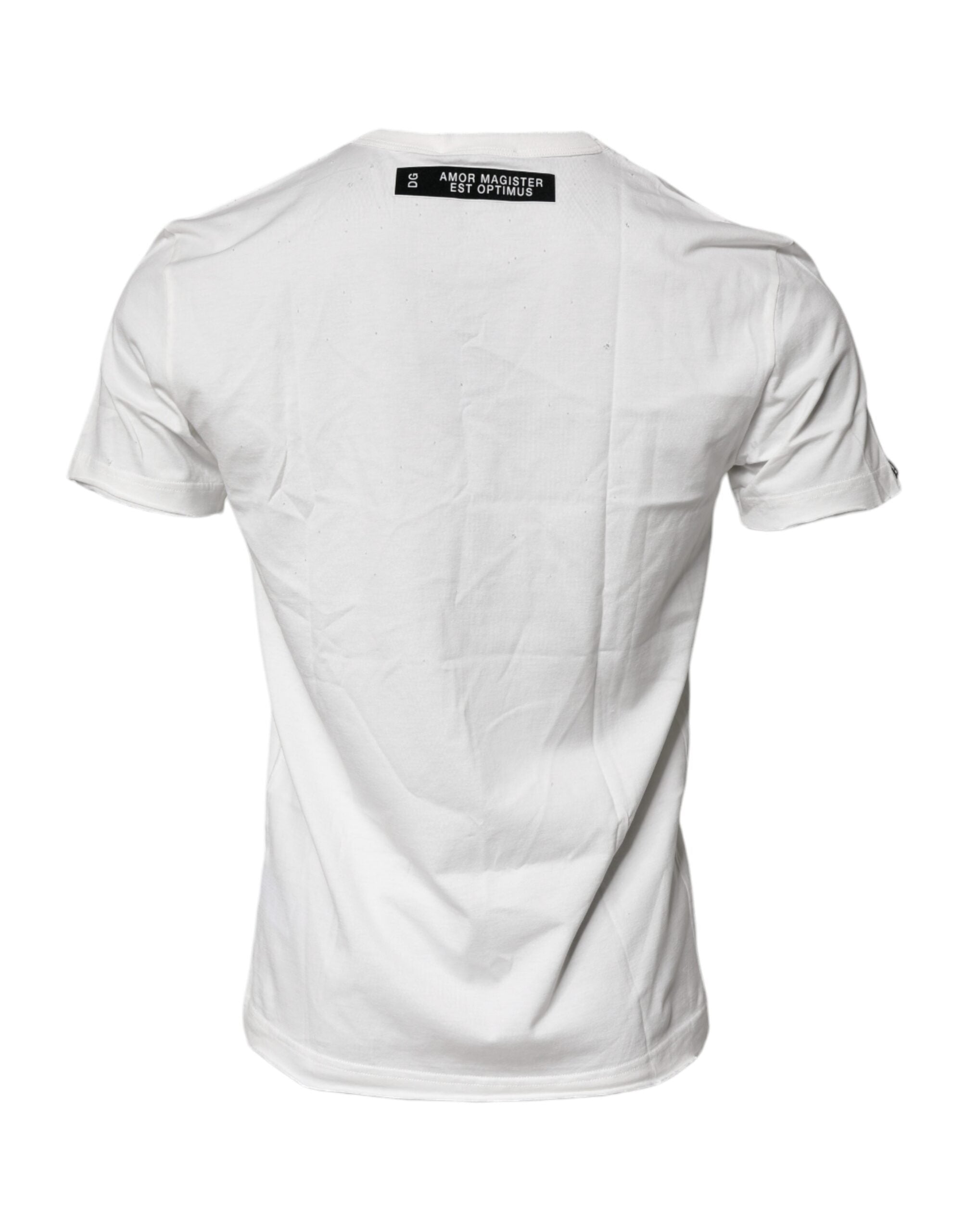 Dolce & Gabbana White Graphic Print Cotton Crew Neck T-shirt Dolce & Gabbana
