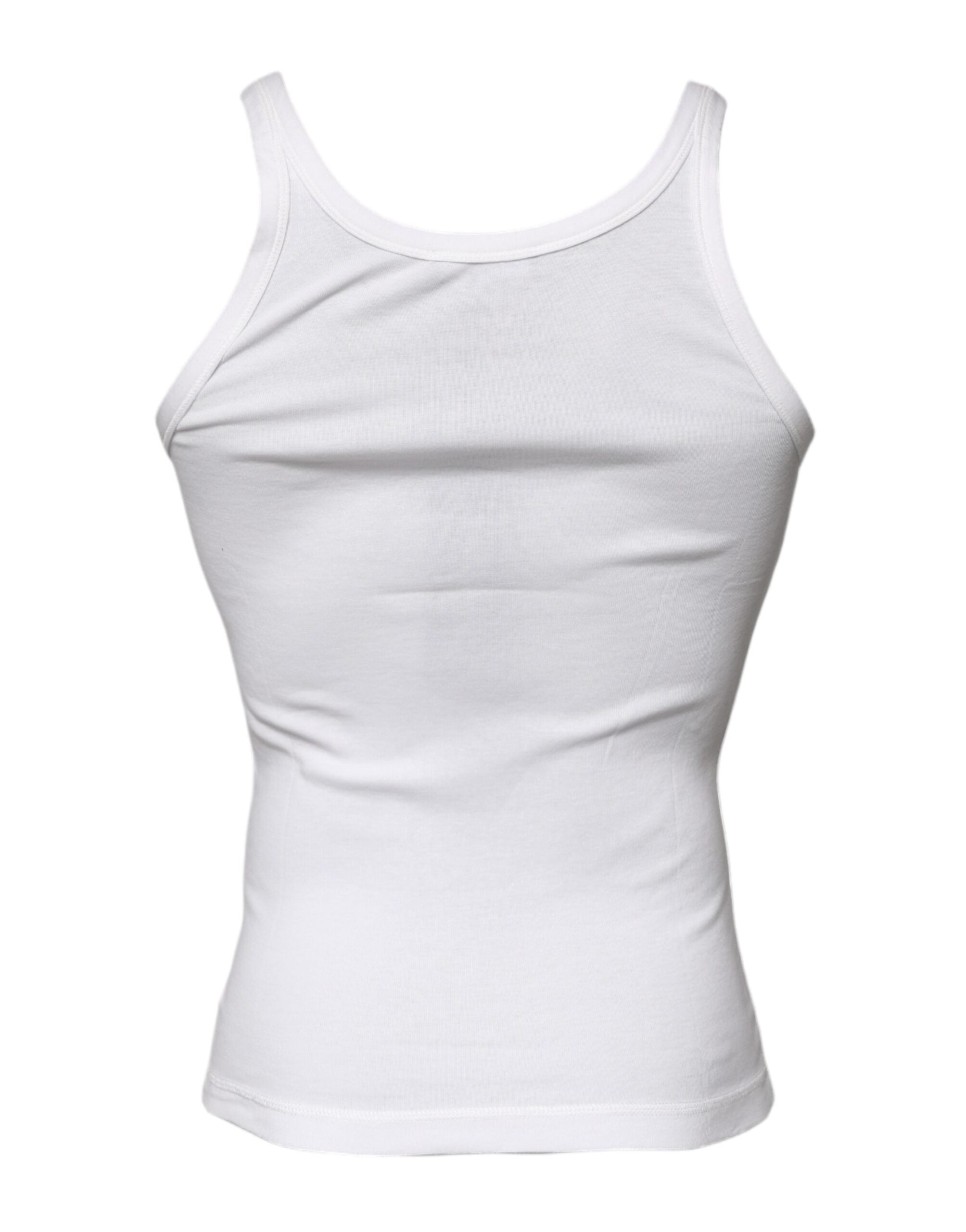 Dolce & Gabbana Ivory Cotton Sleeveless Round Neck Tank T-shirt Dolce & Gabbana