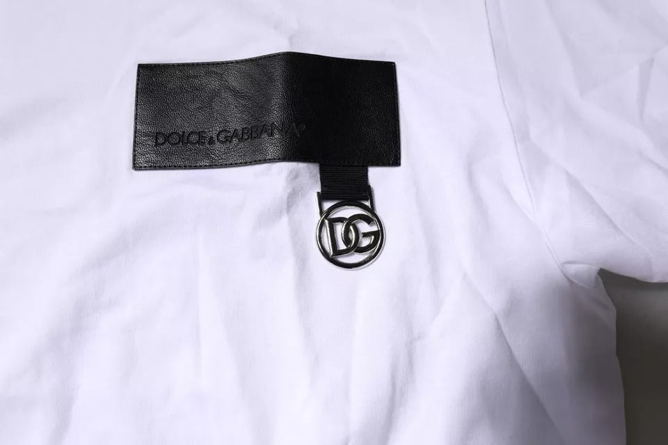 Dolce & Gabbana White Logo Patch Cotton Crew Neck T-shirt Dolce & Gabbana