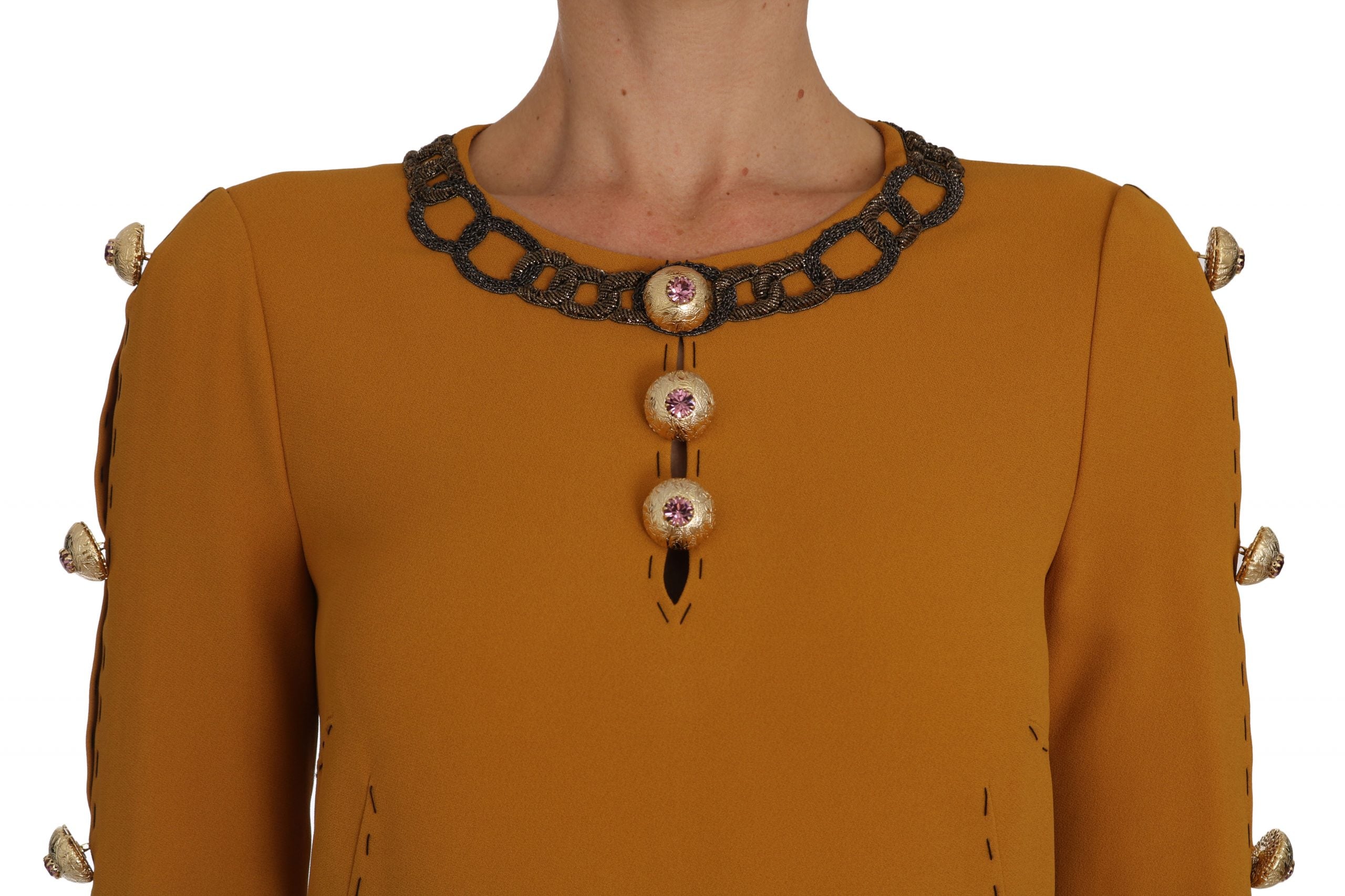 Dolce & Gabbana Brown Mini  Crystal Embellished Dress Dolce & Gabbana