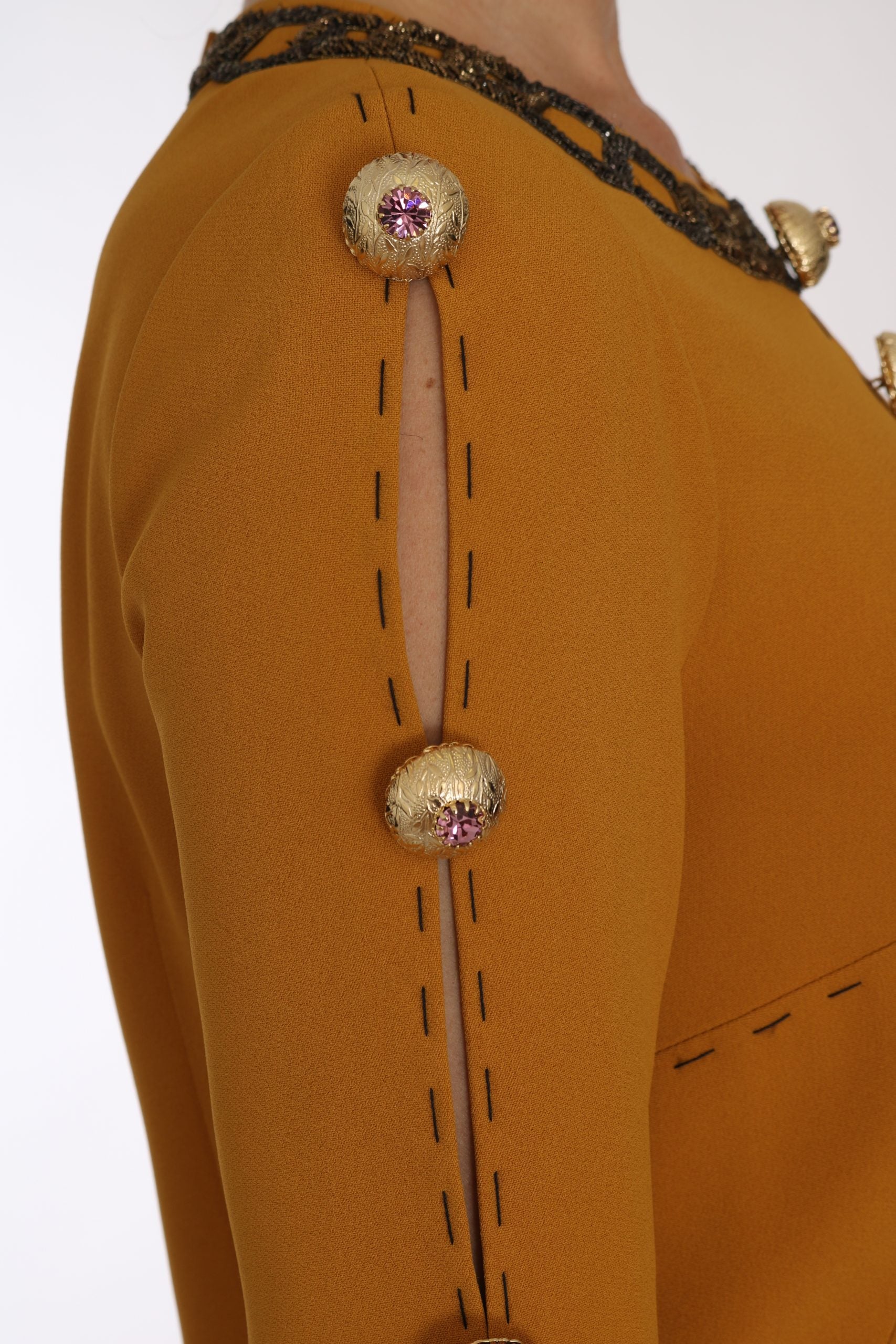 Dolce & Gabbana Brown Mini  Crystal Embellished Dress Dolce & Gabbana