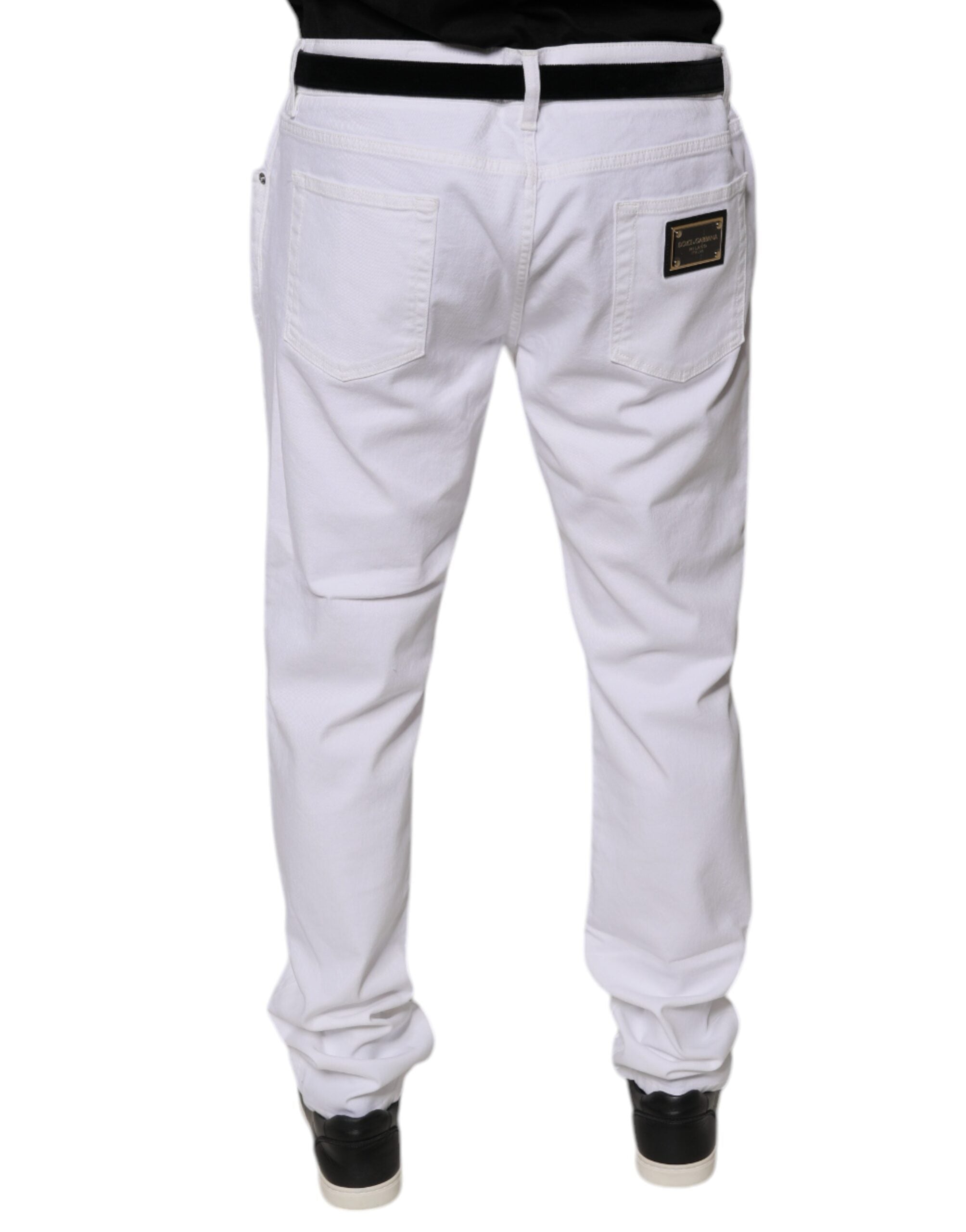 Dolce & Gabbana White Cotton Stretch Skinny Men Denim Jeans Dolce & Gabbana