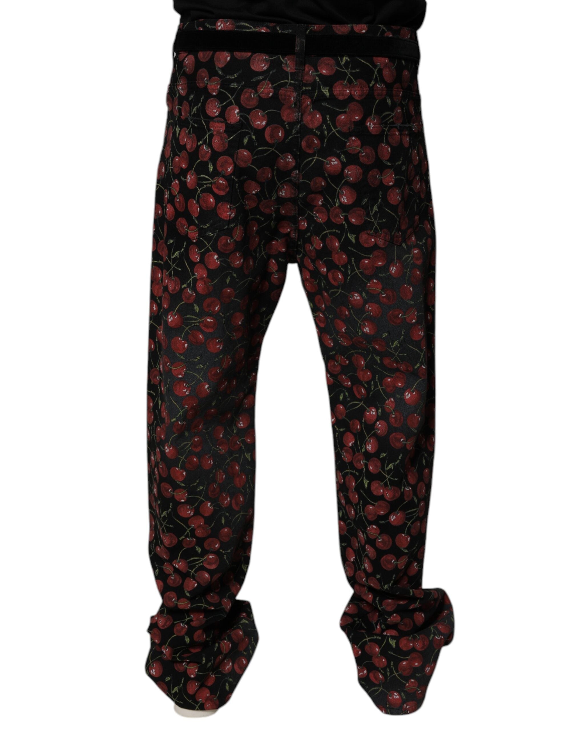 Dolce & Gabbana Black Cherry Cotton Straight Men Denim Jeans Dolce & Gabbana