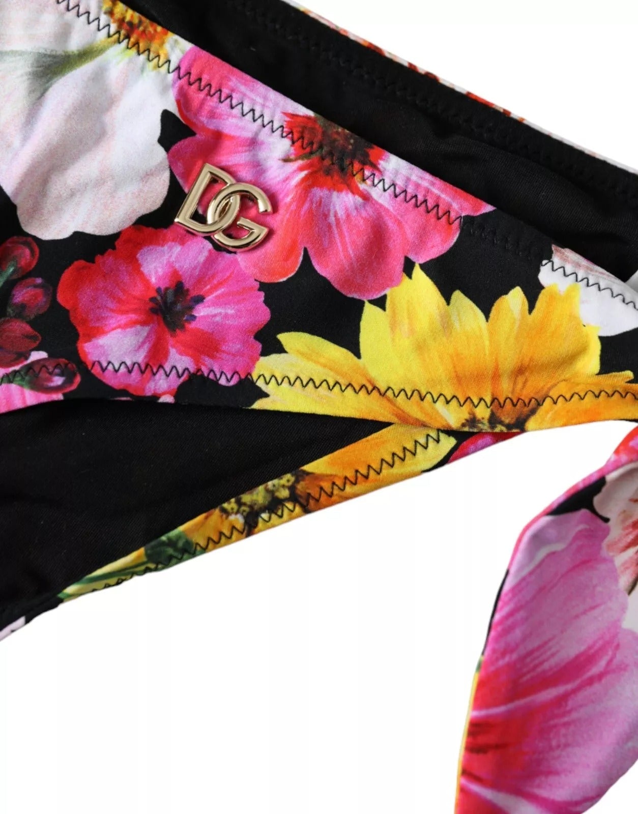 Dolce & Gabbana Black Floral Print Swimsuit Bikini Bottom Swimwear Dolce & Gabbana