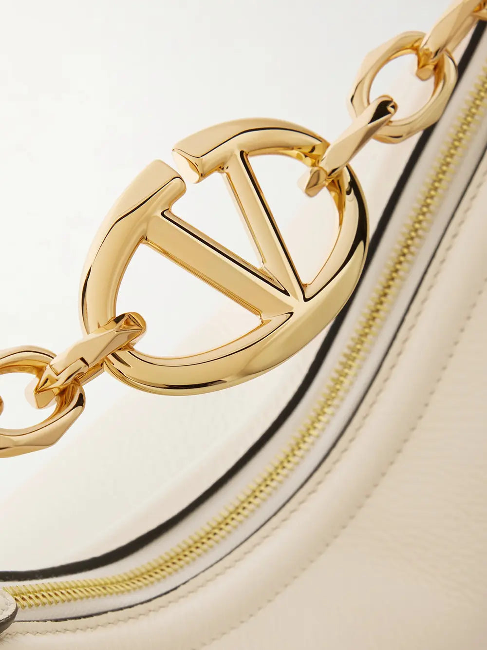 Valentino Garavani Ivory Leather Small Hobo Vlogo Shoulder Bag Valentino Garavani