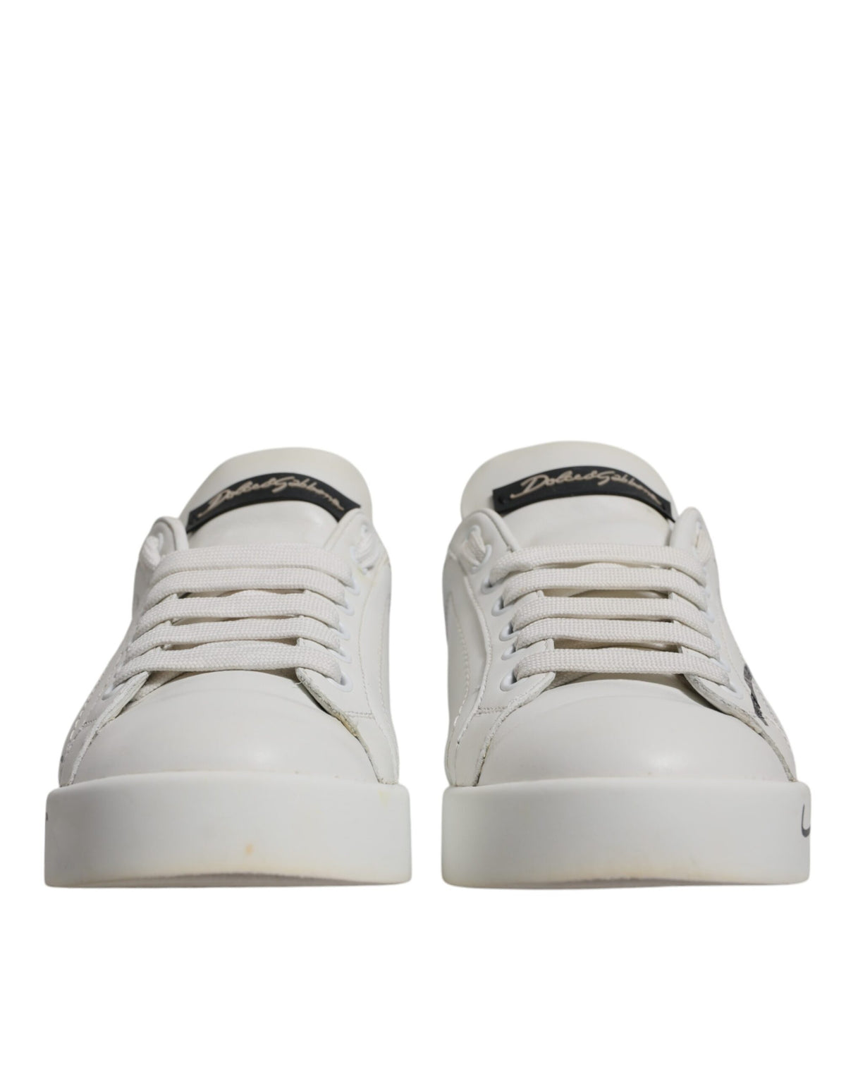 Dolce & Gabbana White Blue Logo Portofino Sneakers Shoes