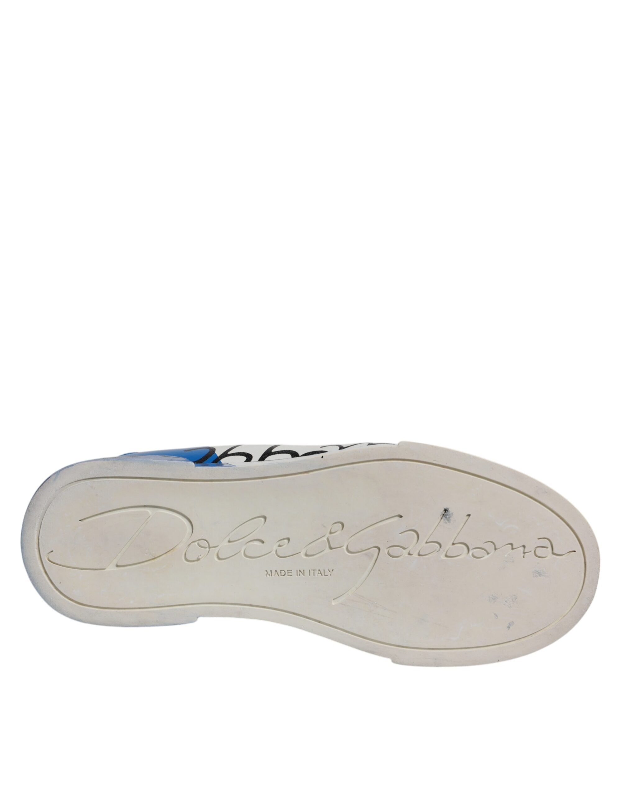 Dolce & Gabbana White Blue Logo Portofino Sneakers Shoes Dolce & Gabbana