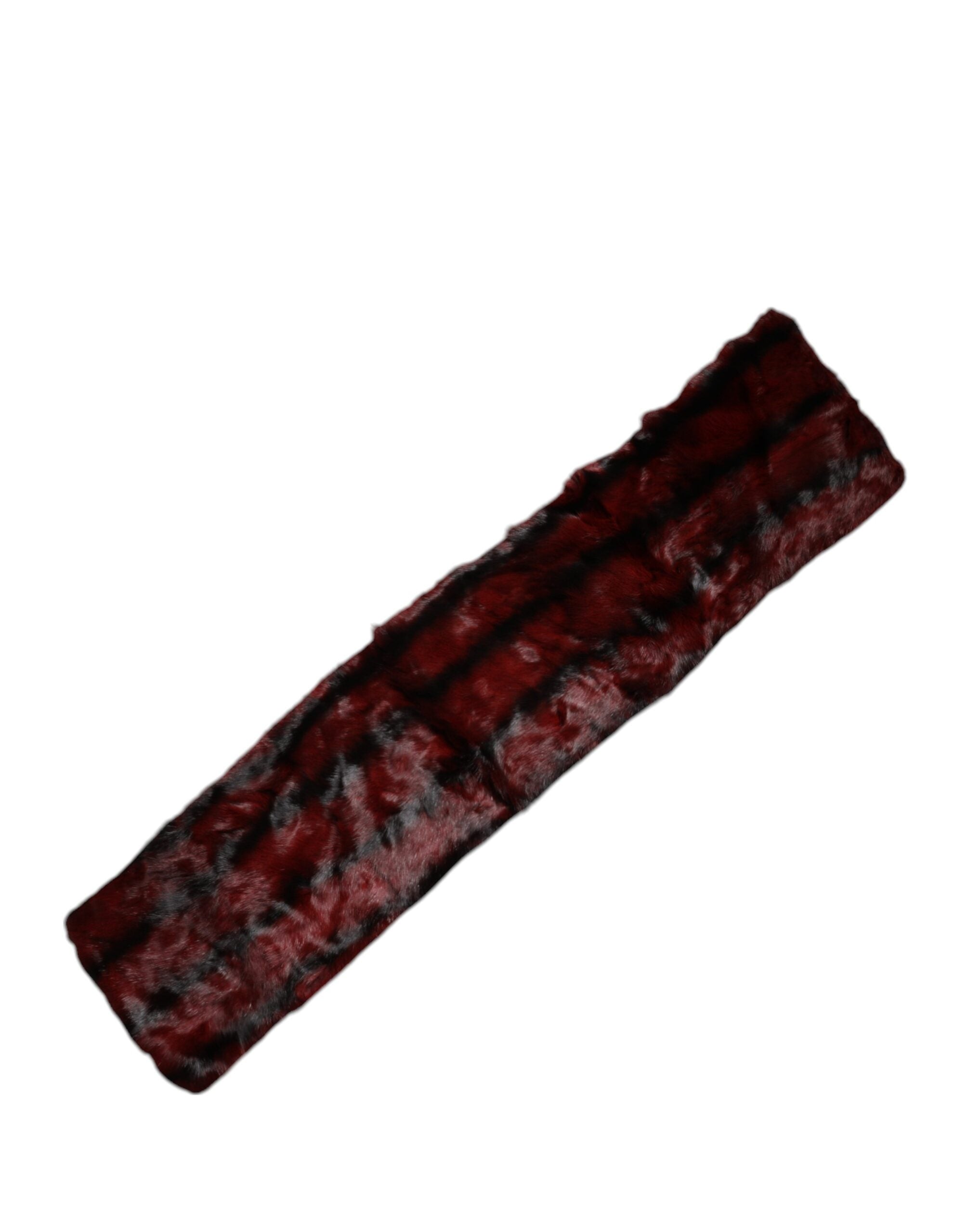 Dolce & Gabbana Black Red Stripe Fur Shawl Neck Wrap Scarf Dolce & Gabbana