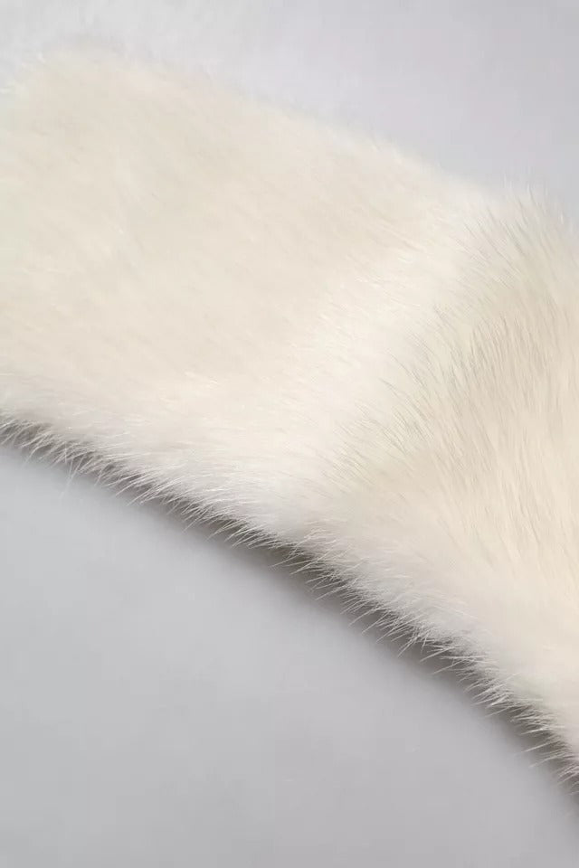 Dolce & Gabbana White Mink Fur Collar Women Neck Wrap Scarf Dolce & Gabbana