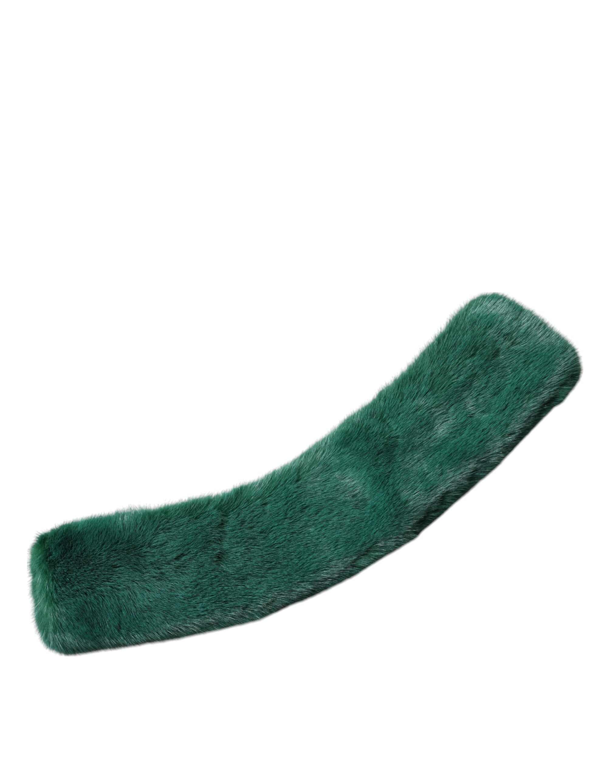 Dolce & Gabbana Green Mink Fur Collar Women Neck Wrap Scarf Dolce & Gabbana