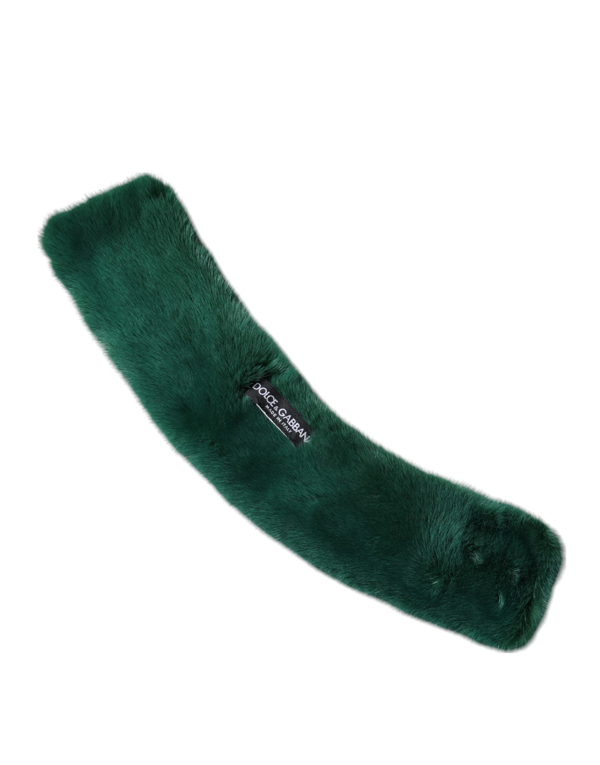 Dolce & Gabbana Green Mink Fur Collar Women Neck Wrap Scarf Dolce & Gabbana