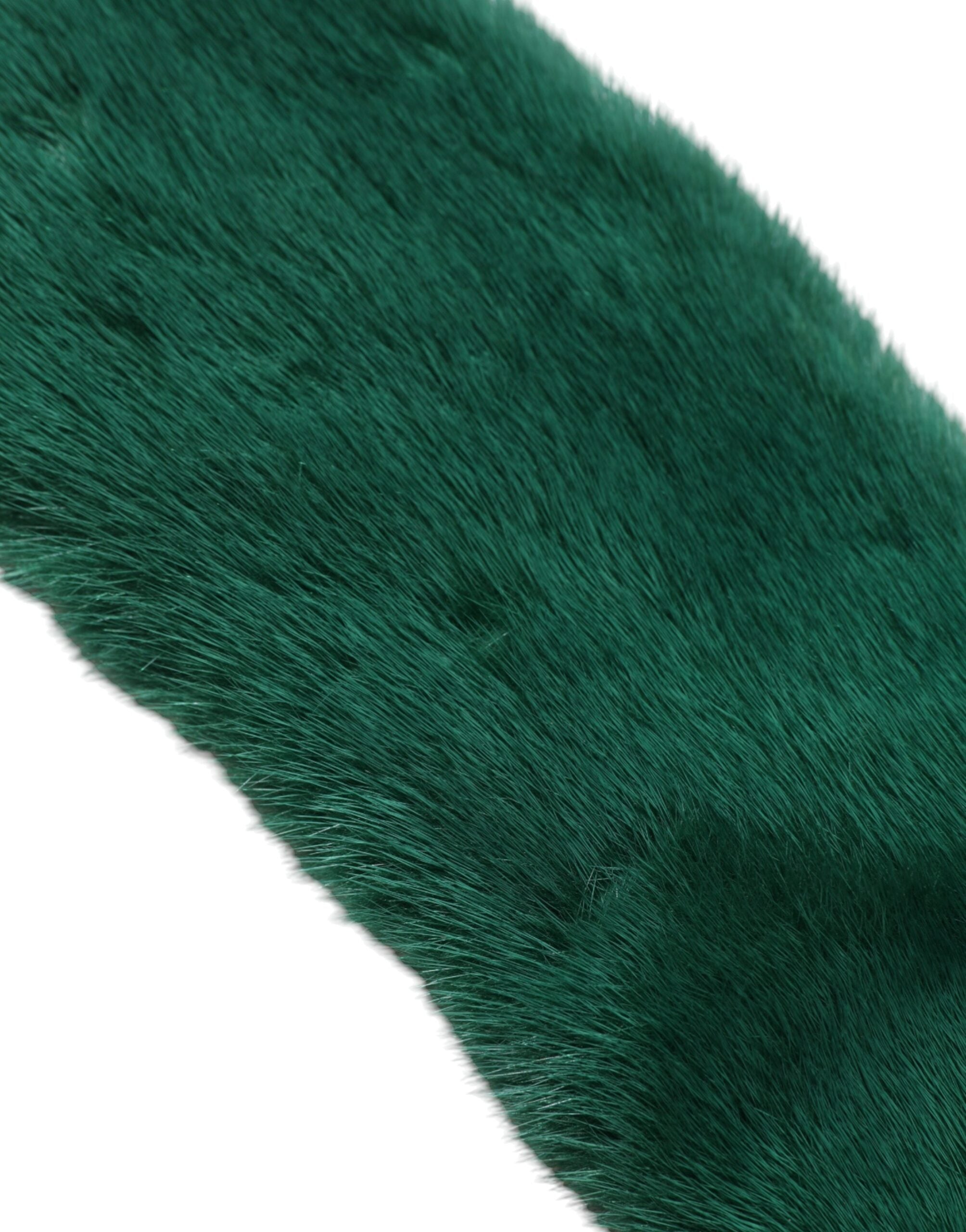 Dolce & Gabbana Green Mink Fur Collar Women Neck Wrap Scarf Dolce & Gabbana